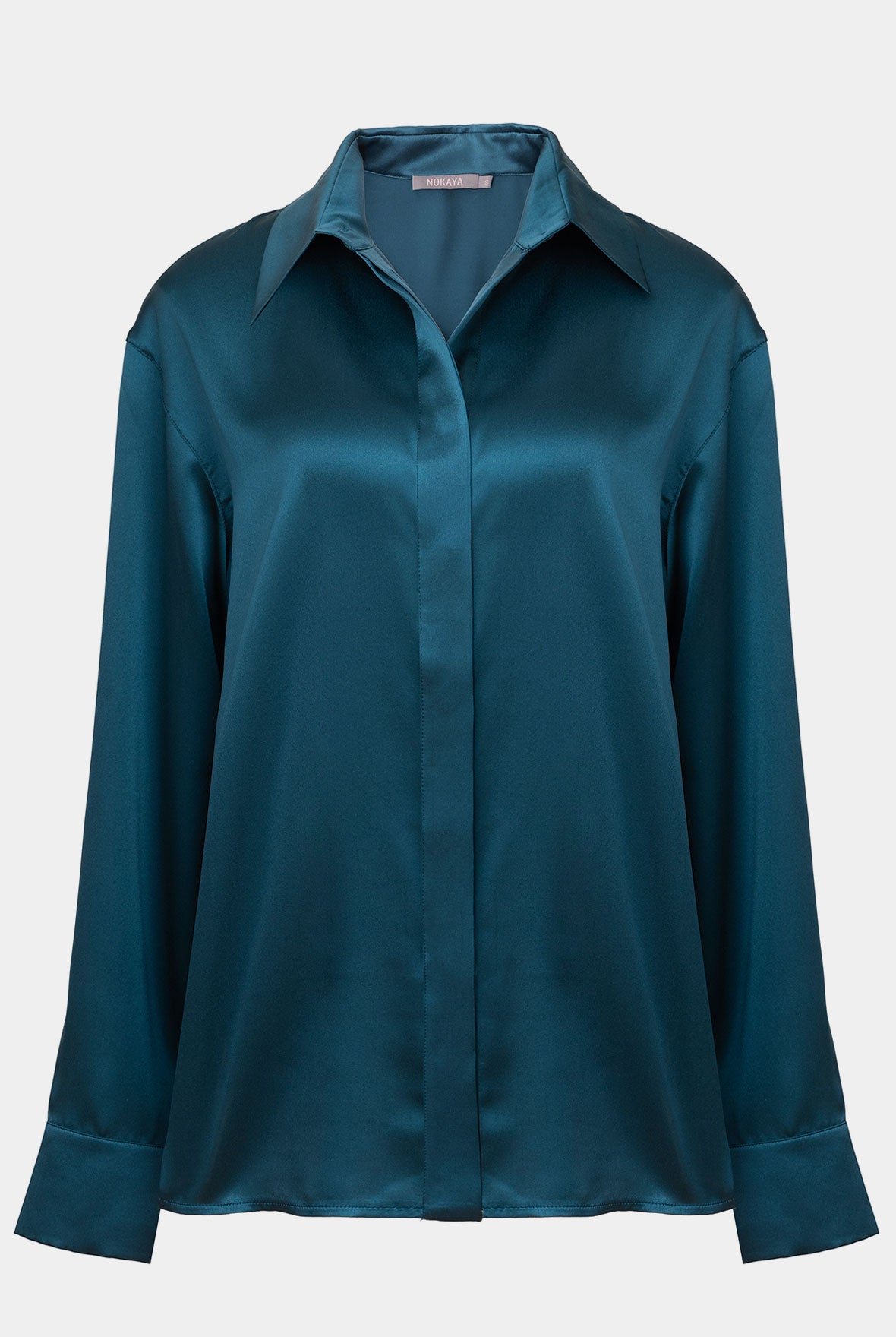 The Lady Silk Shirt Teal Eclipse