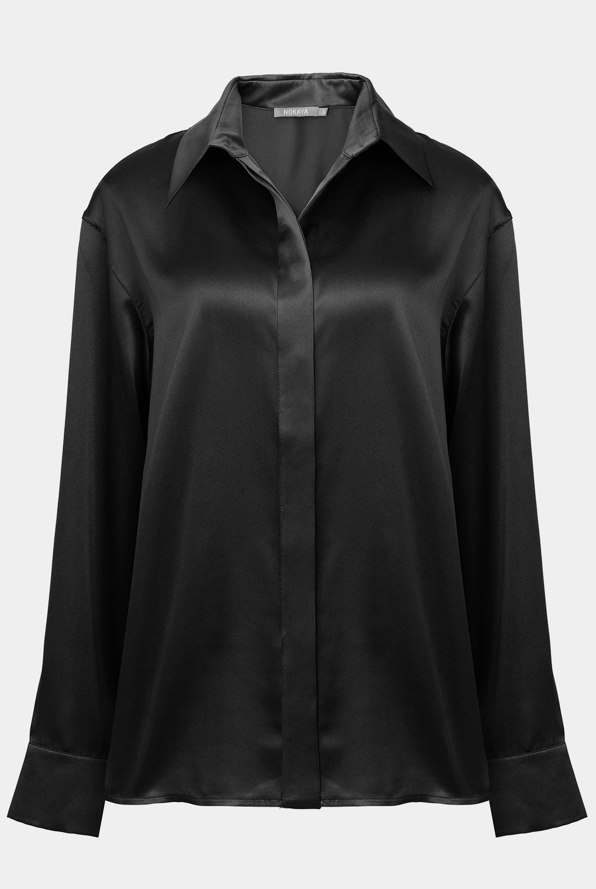 Black silk shirt on a white background. Nokaya