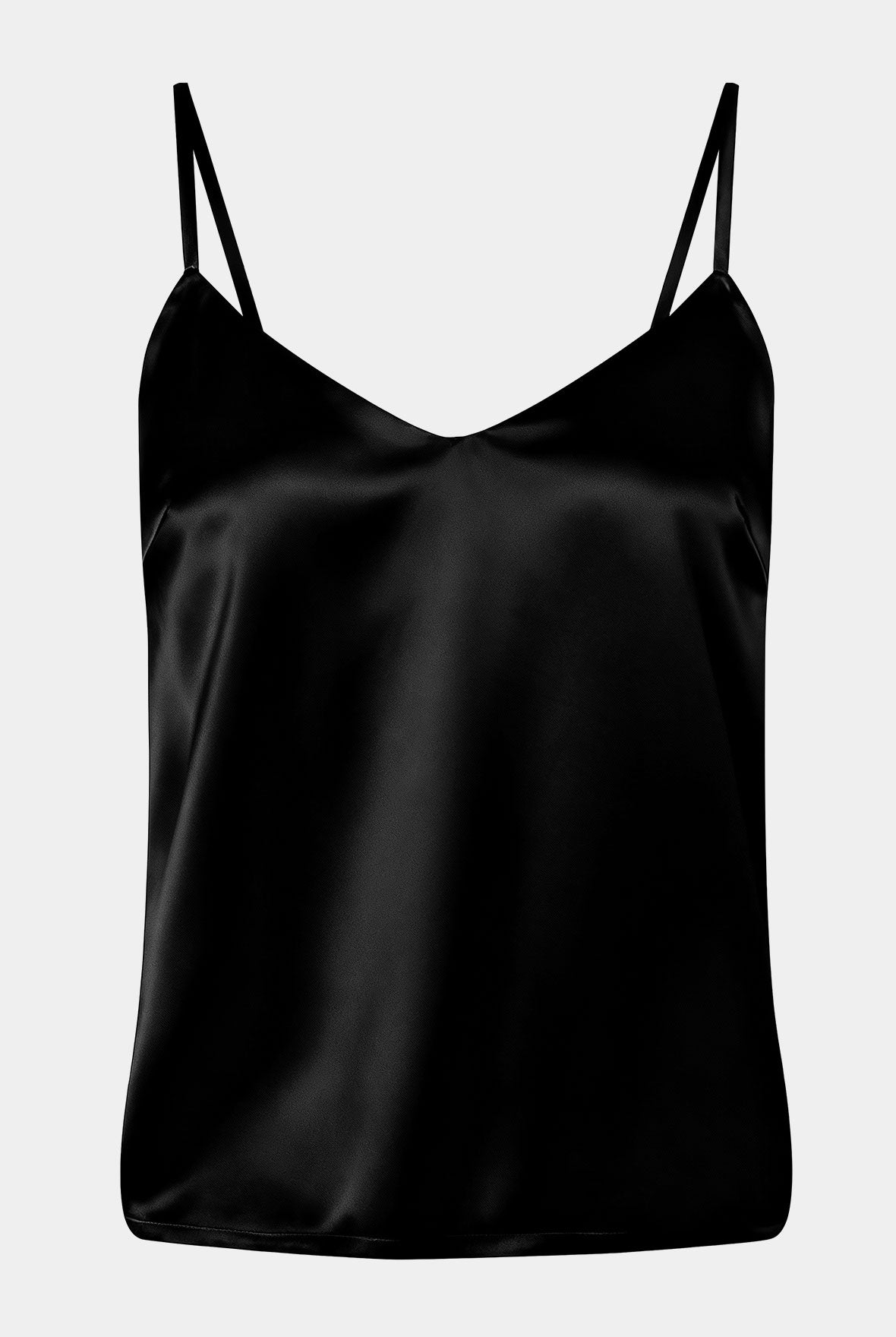 Black silk camisole Nokaya on a light gray background