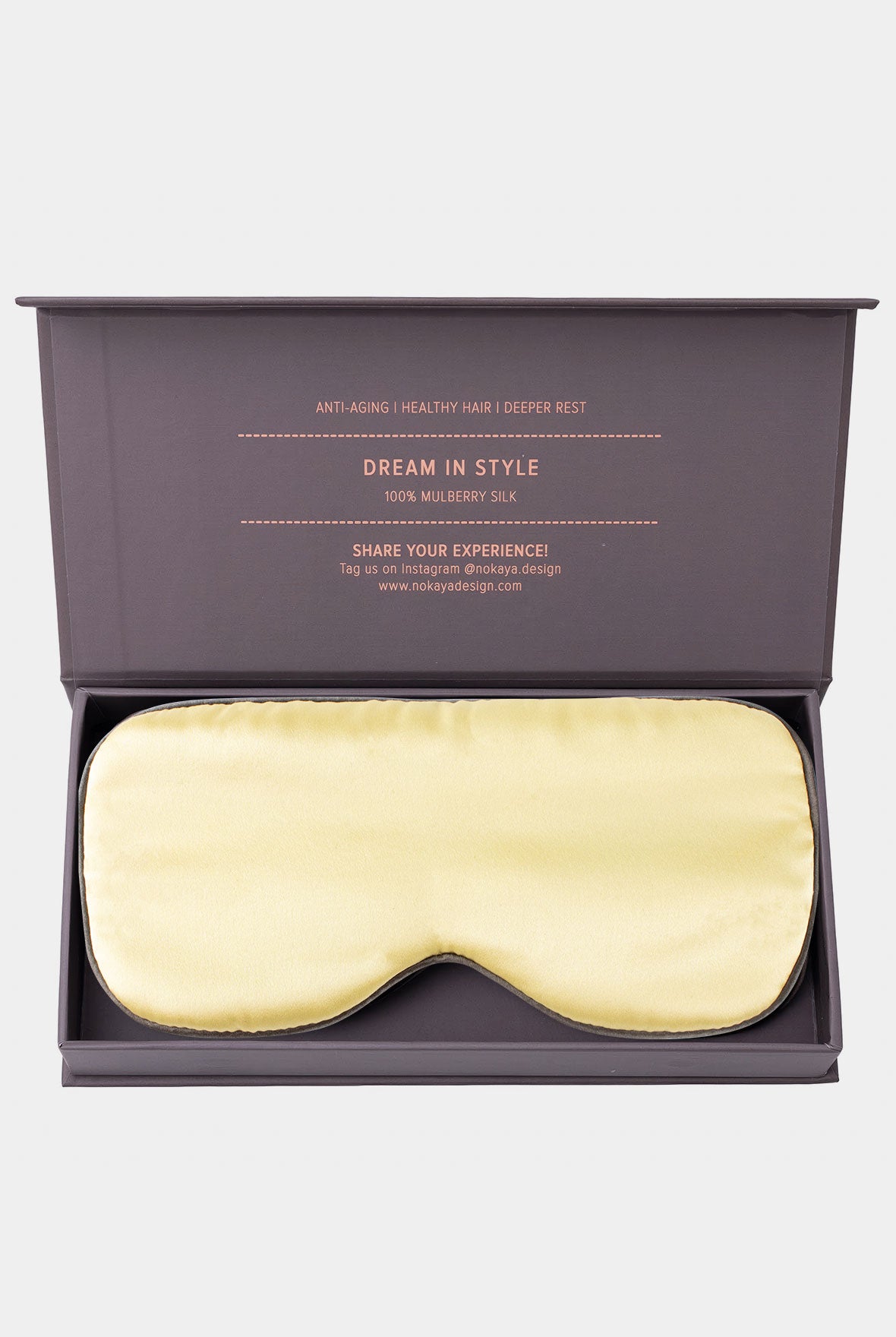 Yellow silk eye mask Nokaya in gift box
