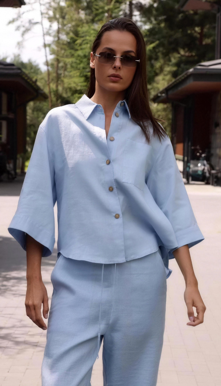 Blue Heavy Linen Shirt Perfect Days