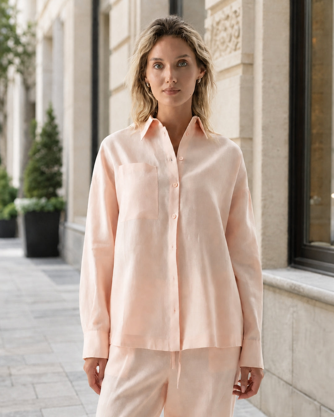Linen Spirit Shirt Peach Powder
