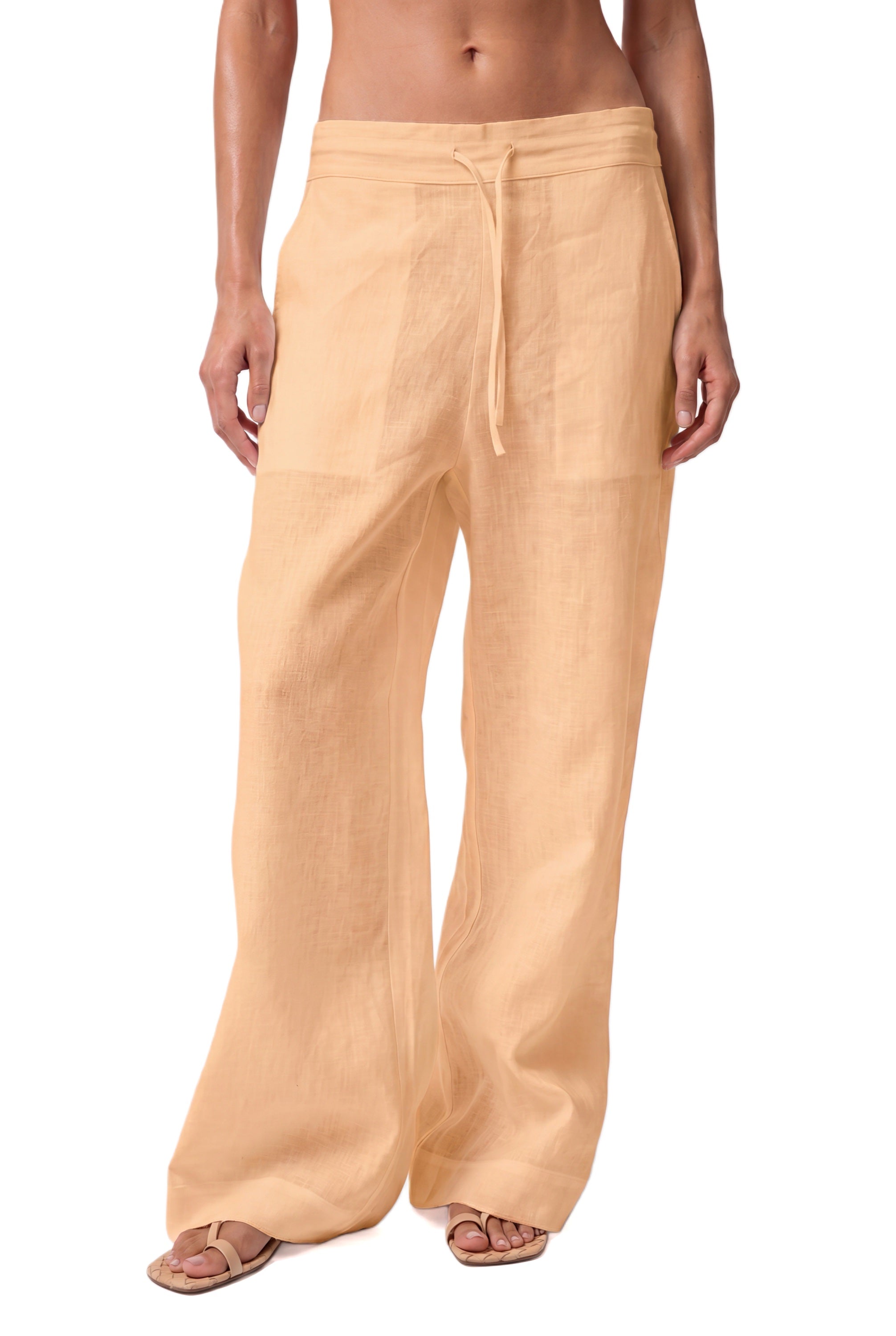 Peach Heavy Linen Wide-leg Pants Perfect Days
