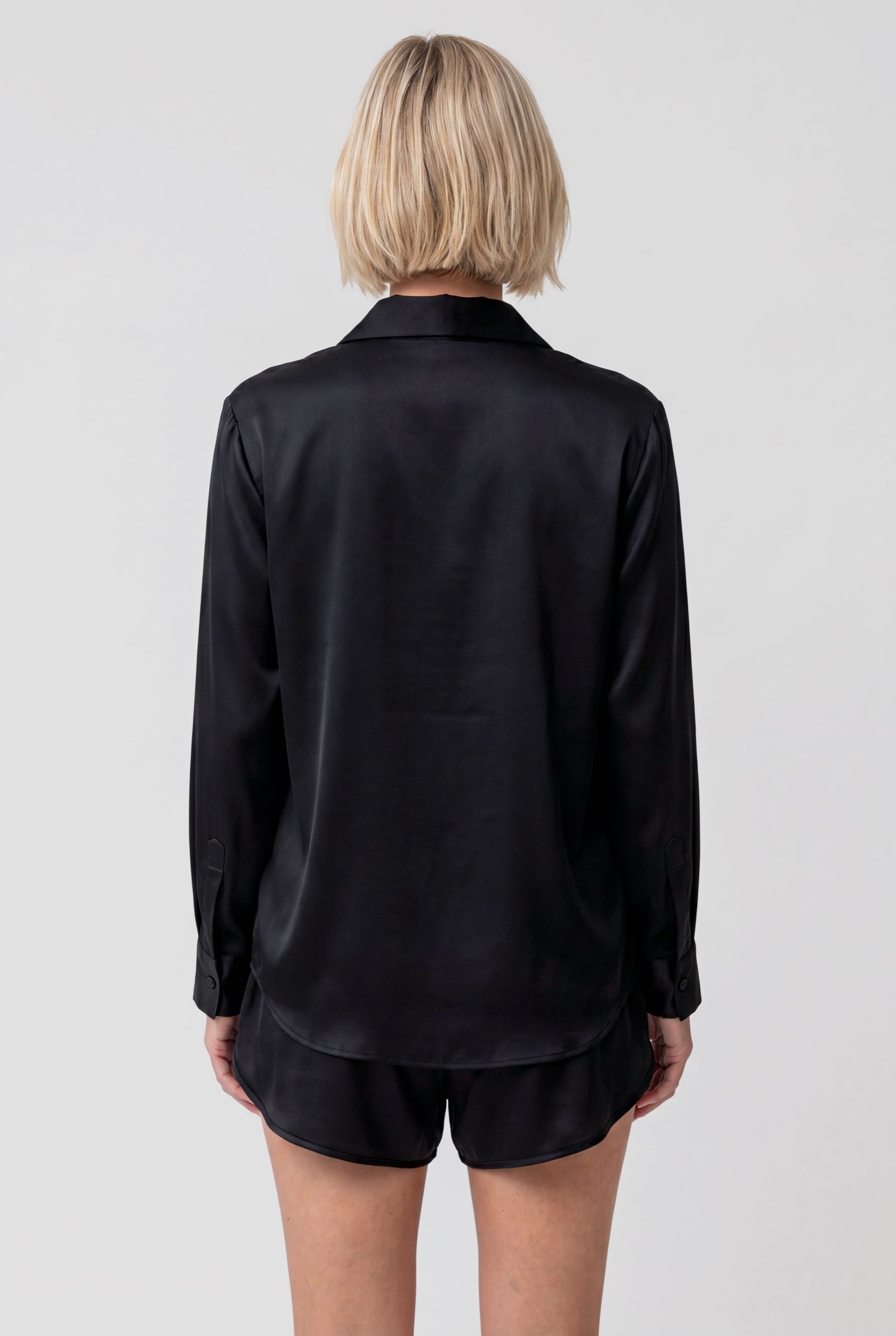 The Lady Silk Crystal Black shirt and shorts back
