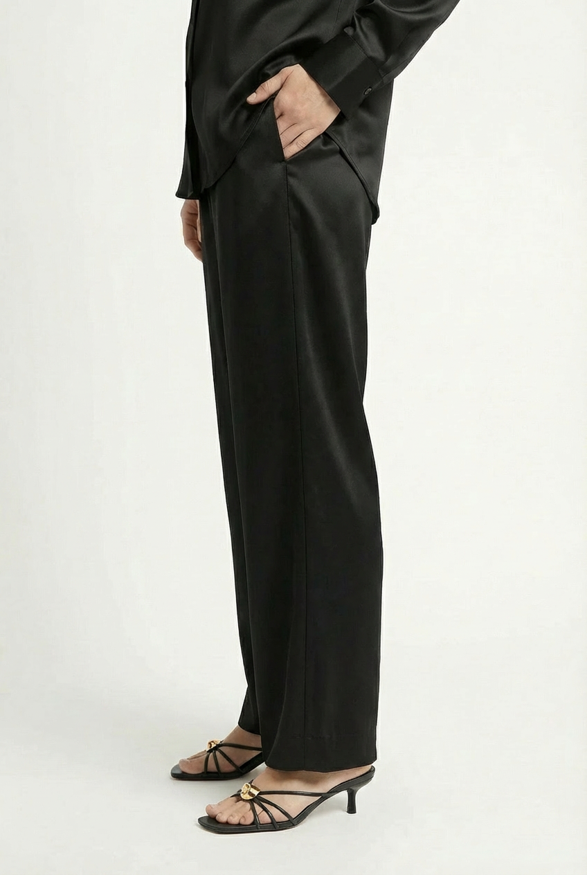 The Lady Silk Pants Crystal Black