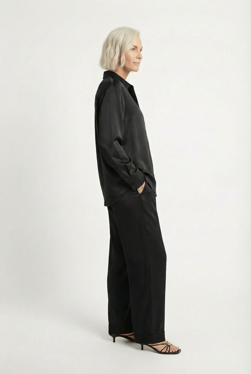 The Lady Silk Pants Crystal Black