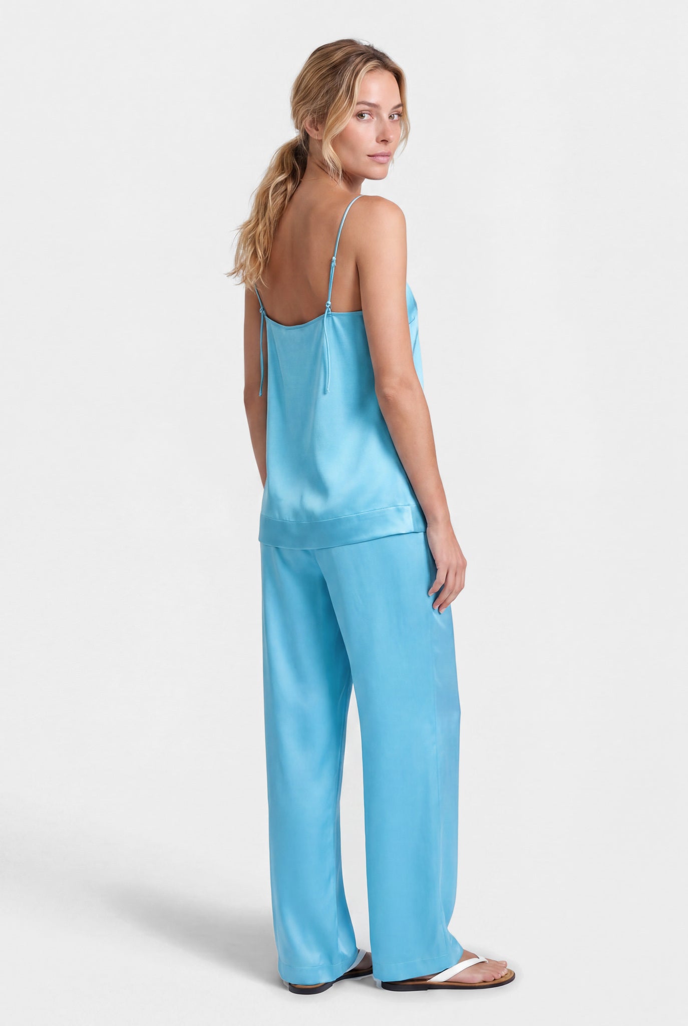 NOKAYA Blue Silk Camisole The Lady — Blue Gleam, back