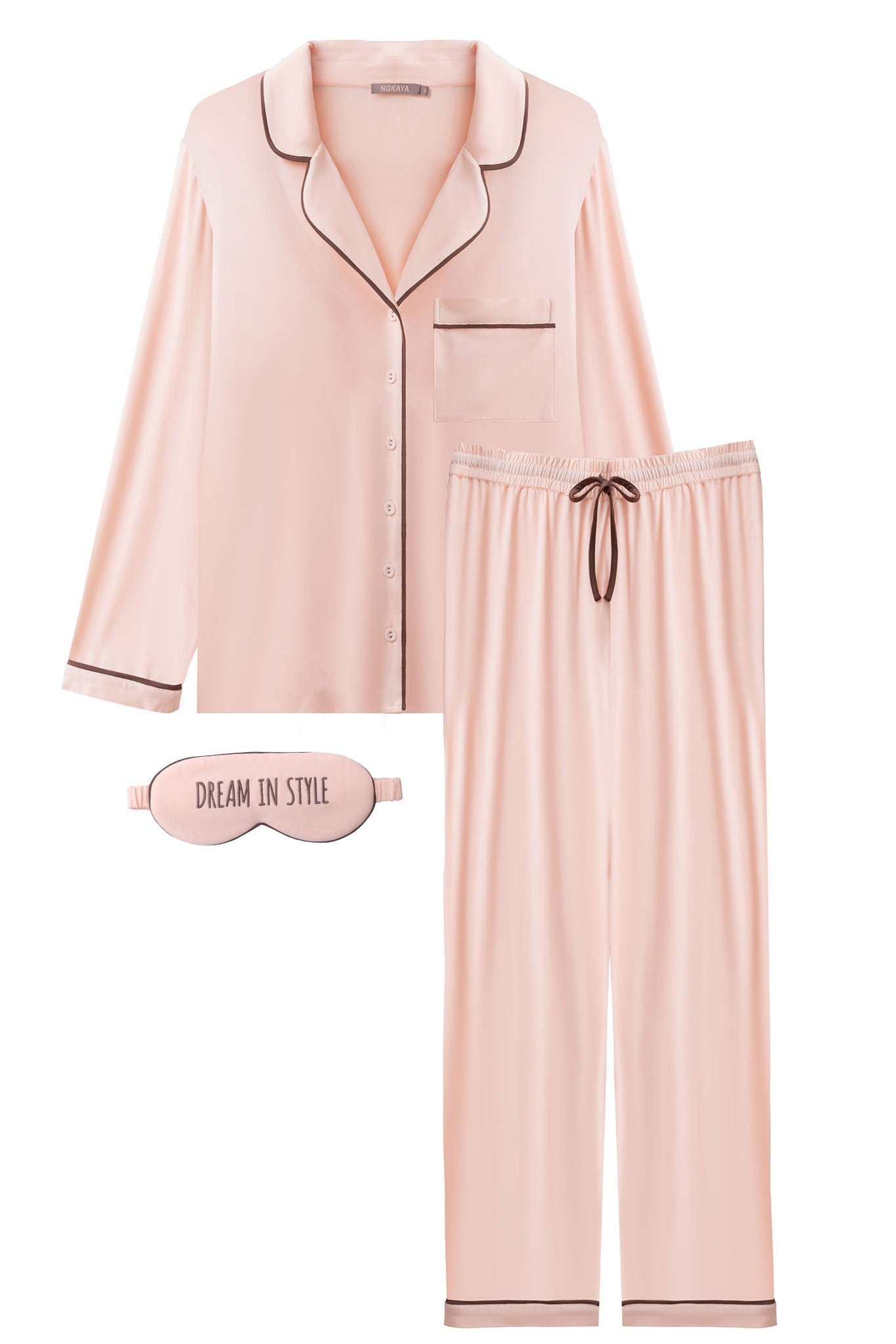 Bamboo Long Pyjama Set in Peach Powder