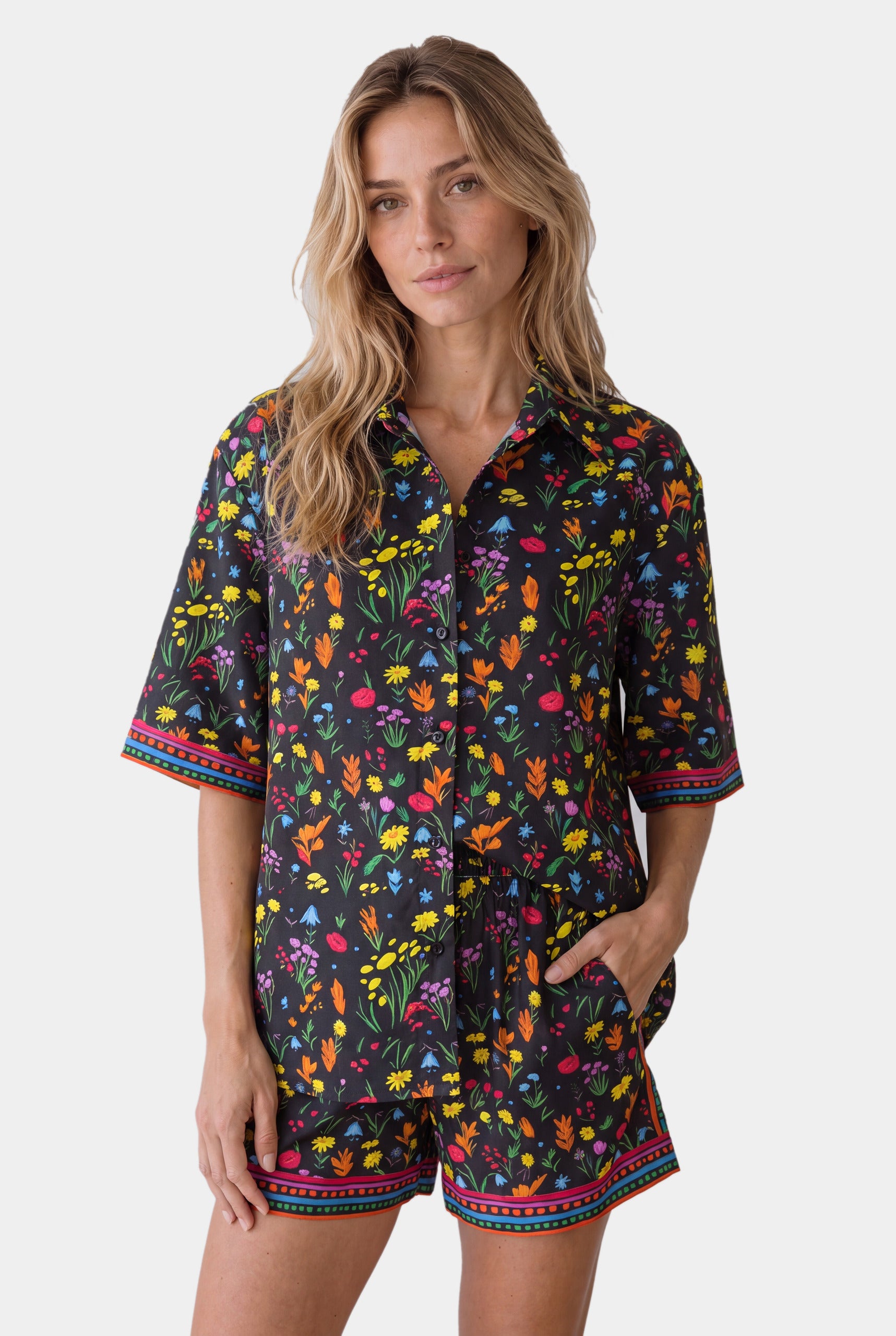 Floral Cotton Silk Shirt At Ease