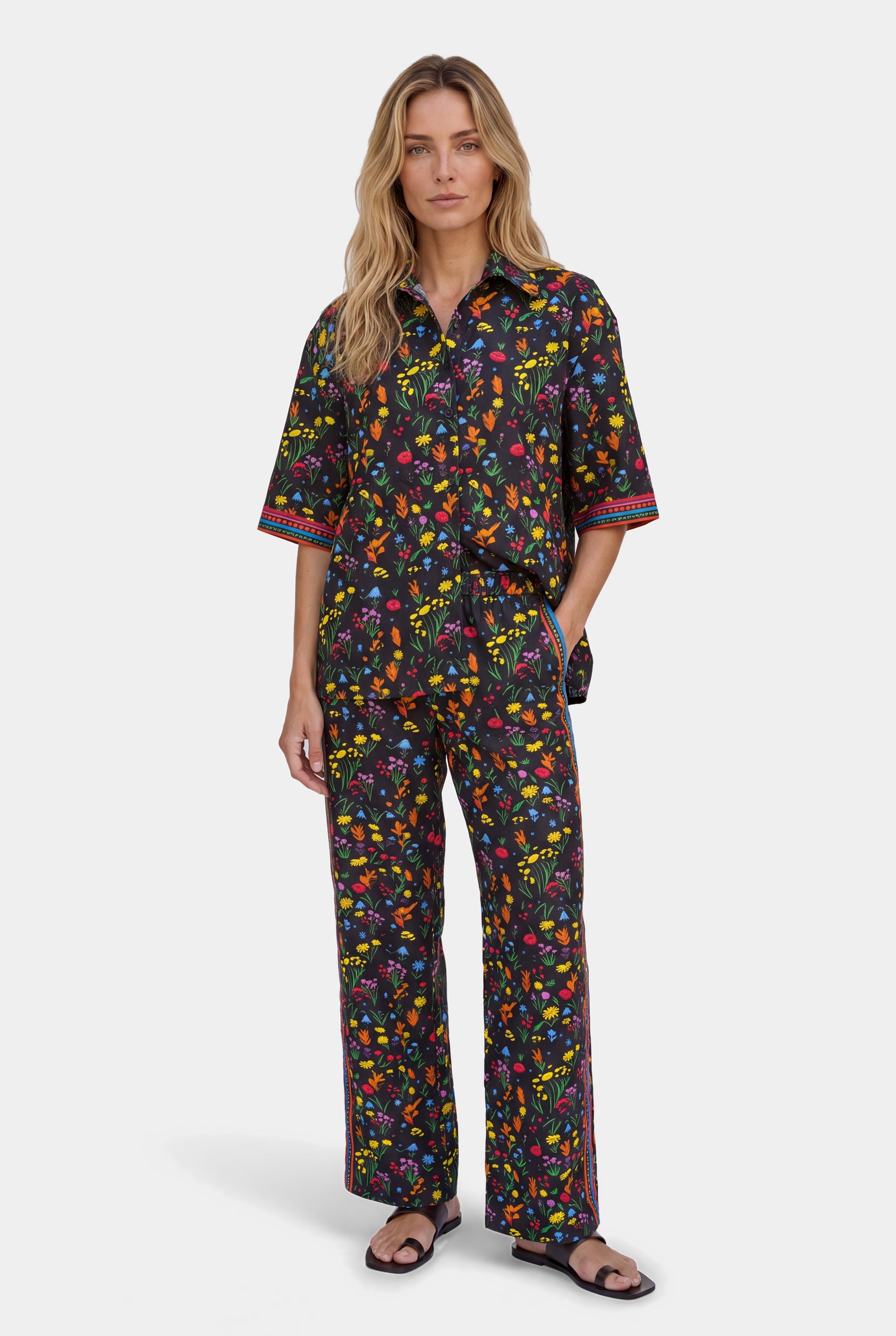 Floral Cotton Silk Shirt At Ease