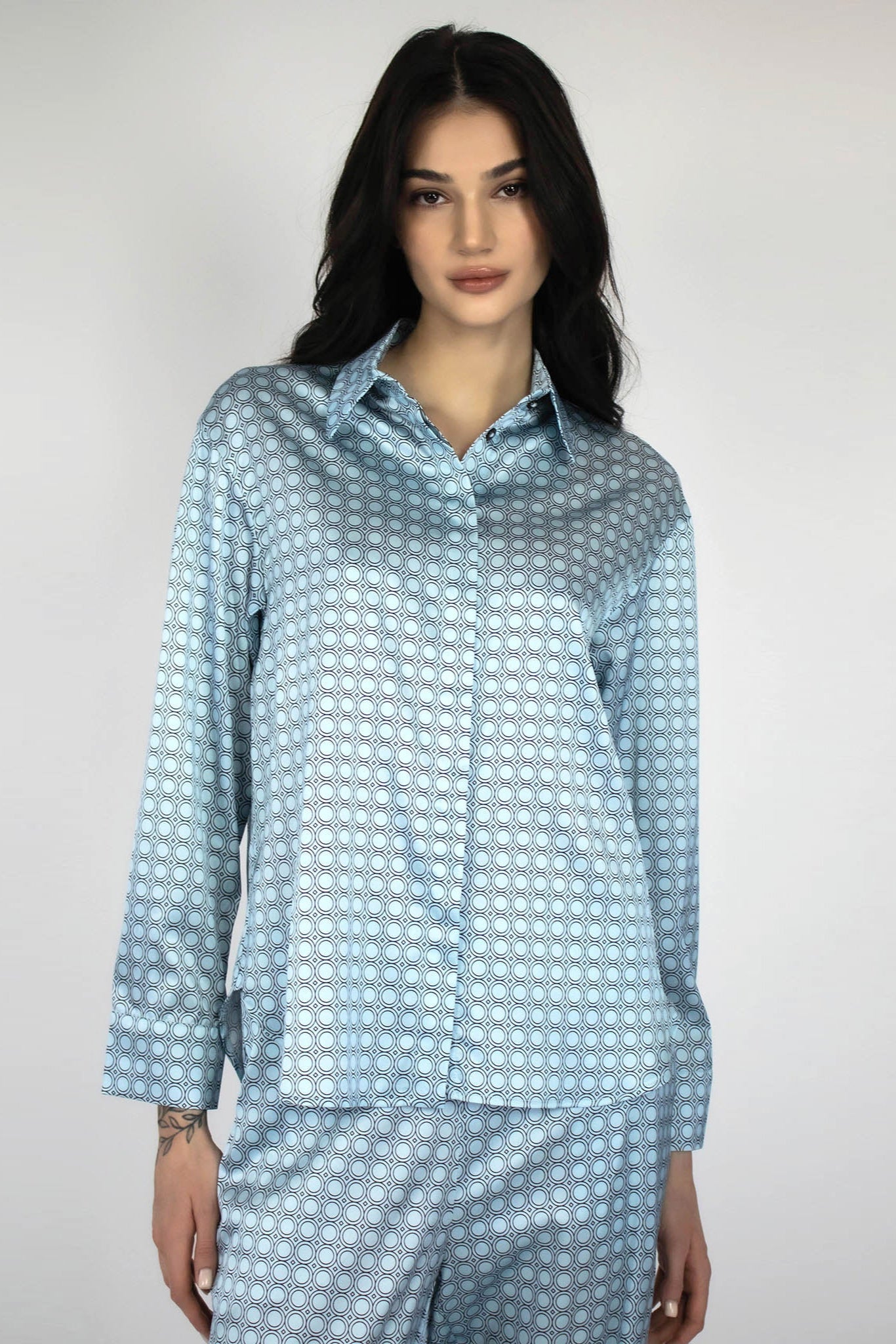 Silk PJ set in blue by Nokaya