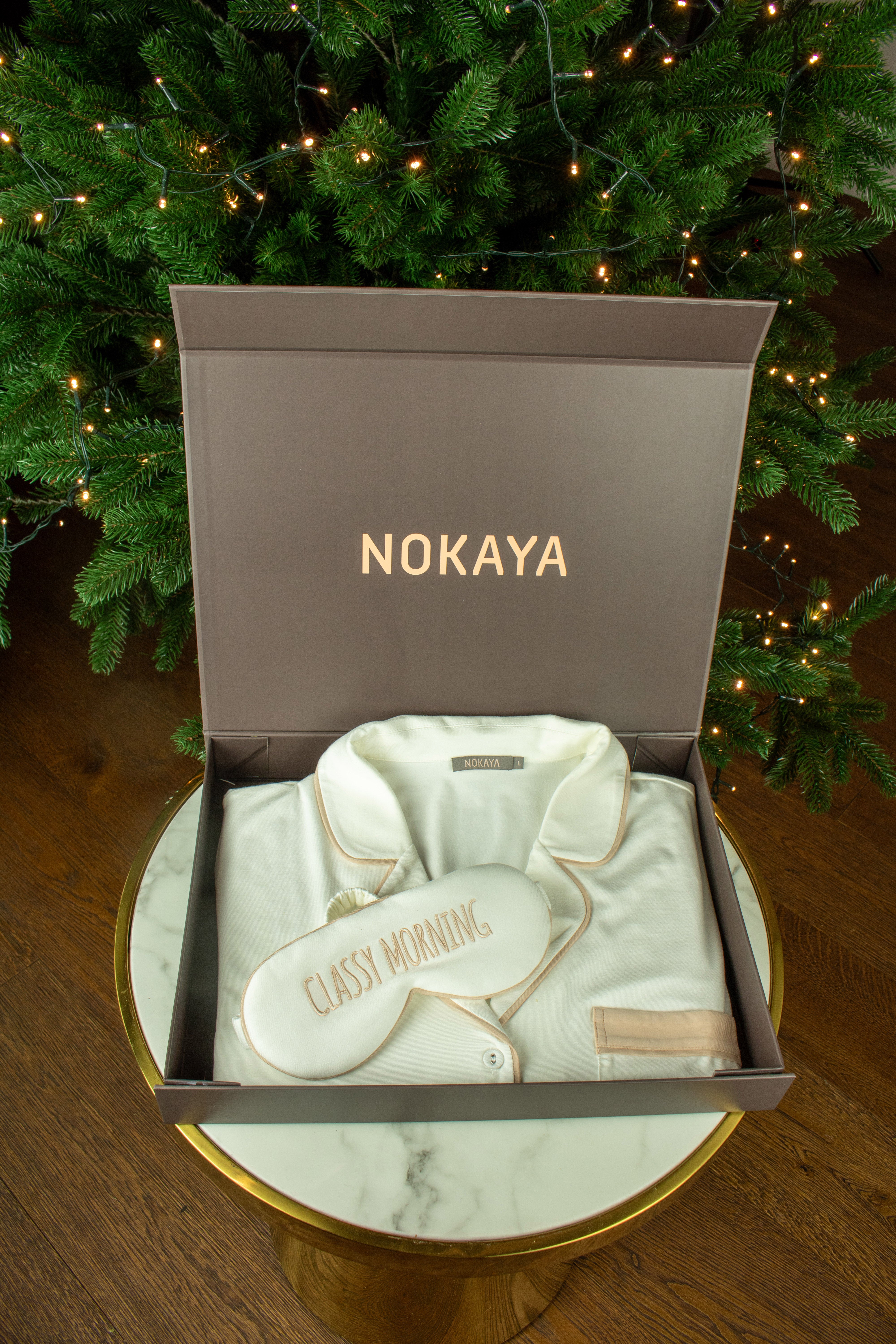 Bamboo Long Pyjama Set in Unbleached Cotton