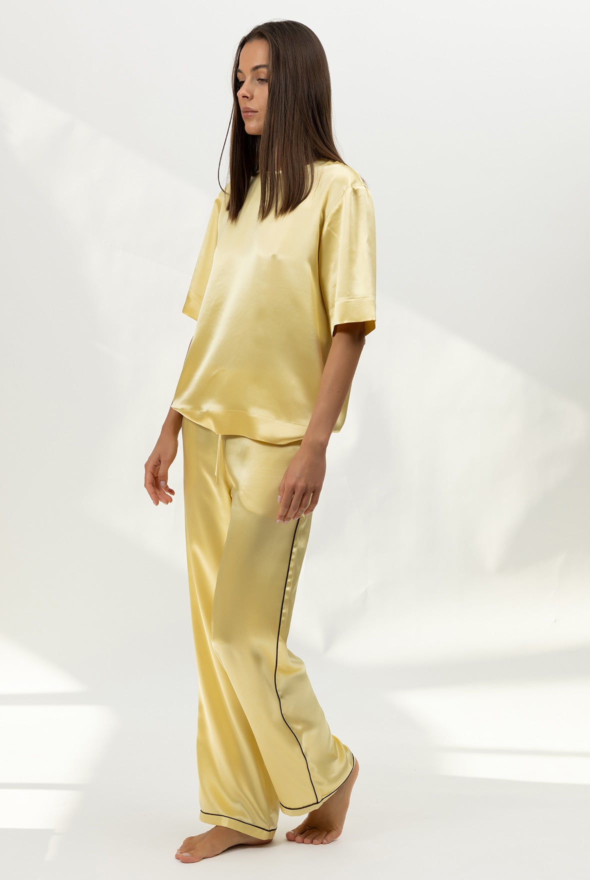 The Lady Silk Pants Panna Cotta