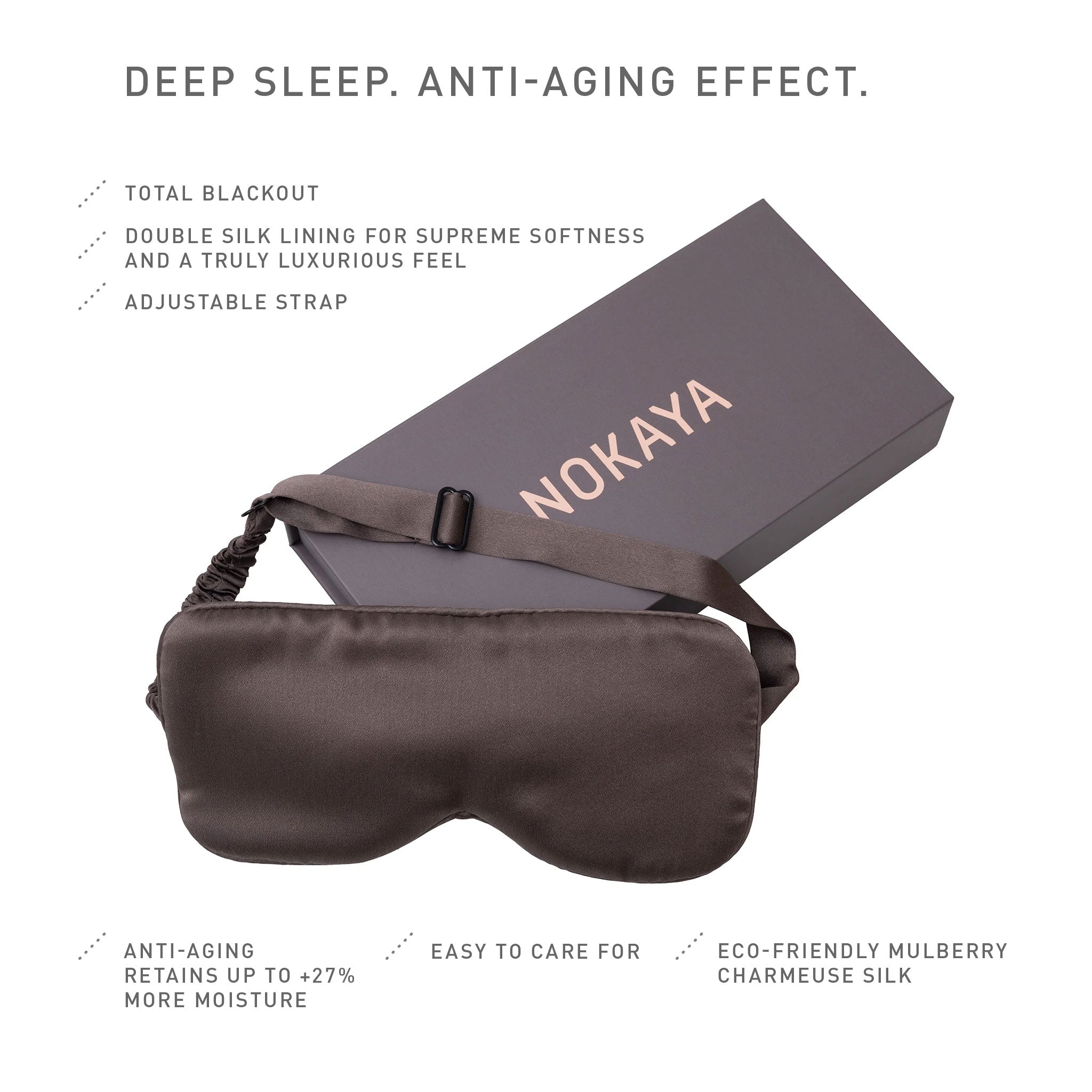 Silk Sleep Mask Future Brown. Explanations of advantages.