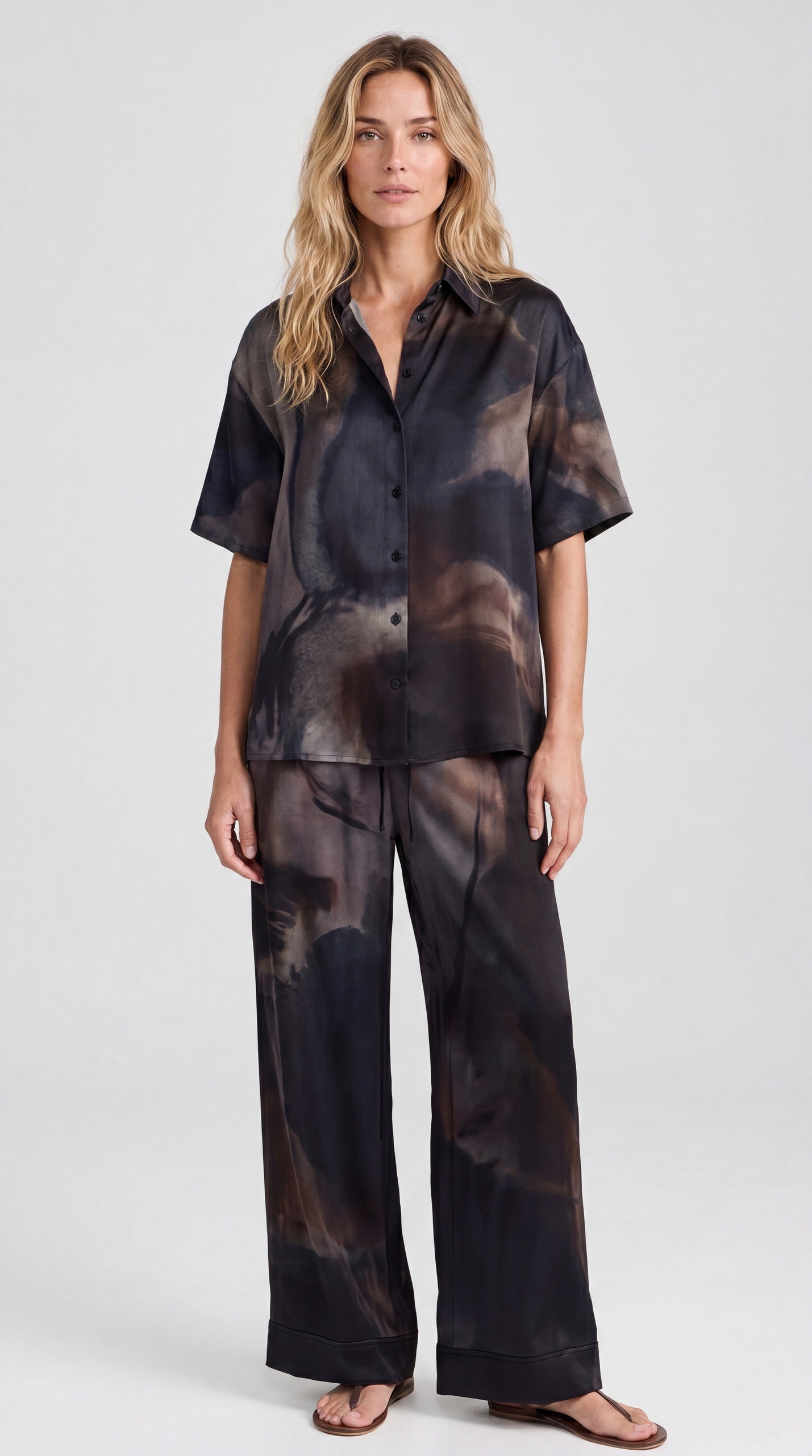 NOKAYA Mirage silk co-ord, front