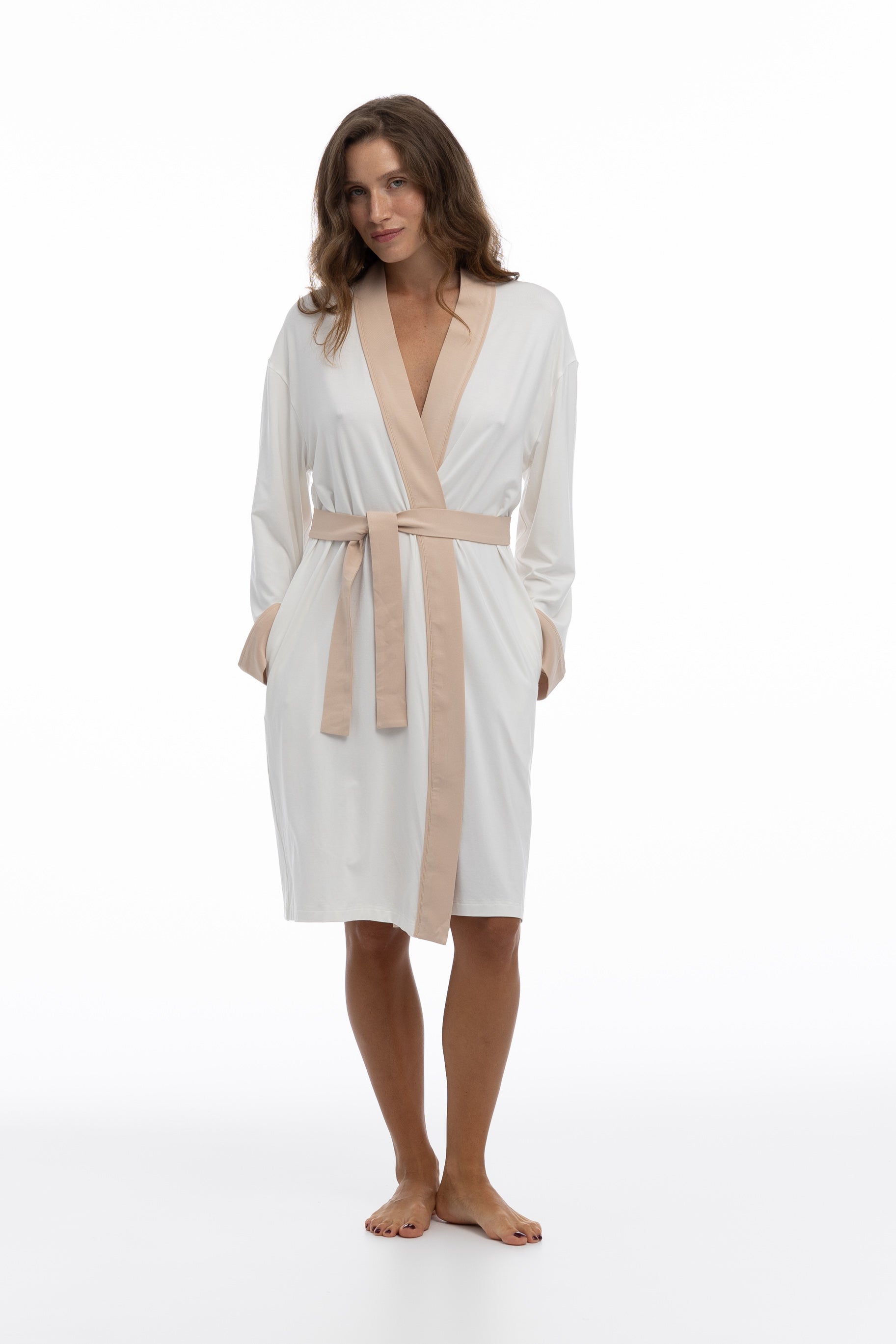 Bamboo Kimono Robe in Unbleached Cotton