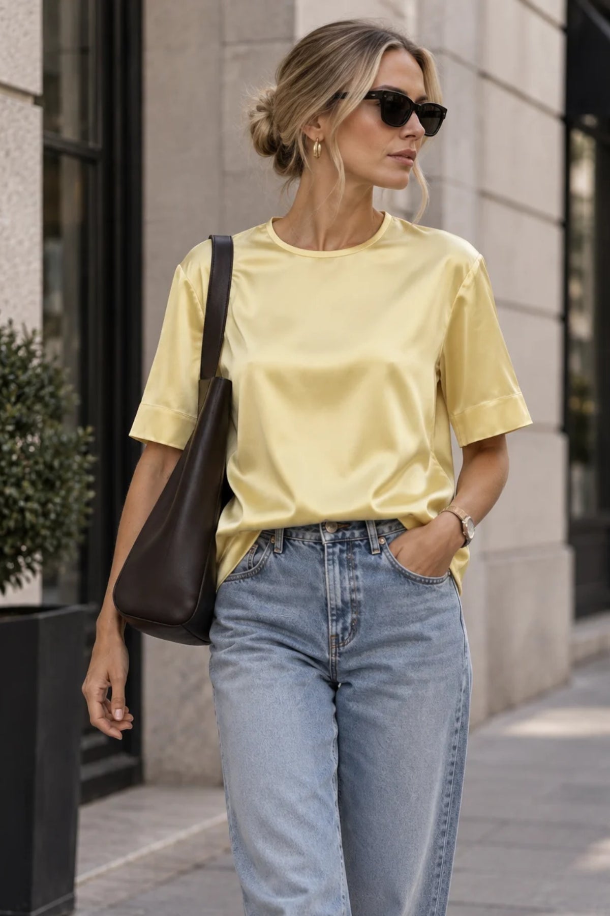 Panna Cotta Silk T-Shirt The Lady