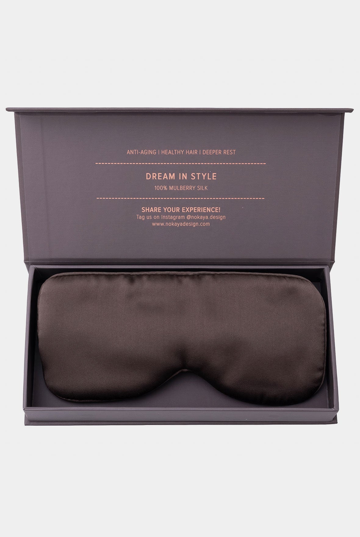Silk Sleep Mask Brown in gift box Nokaya