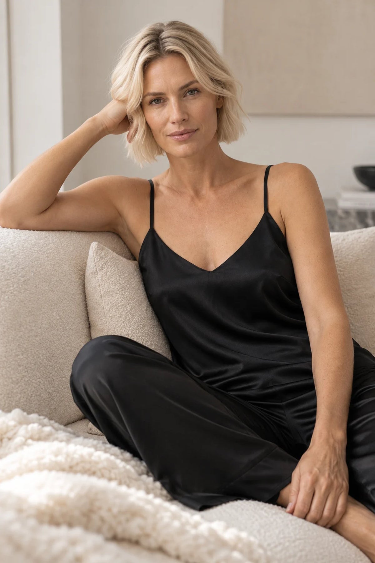 The Lady Silk Camisole Crystal Black