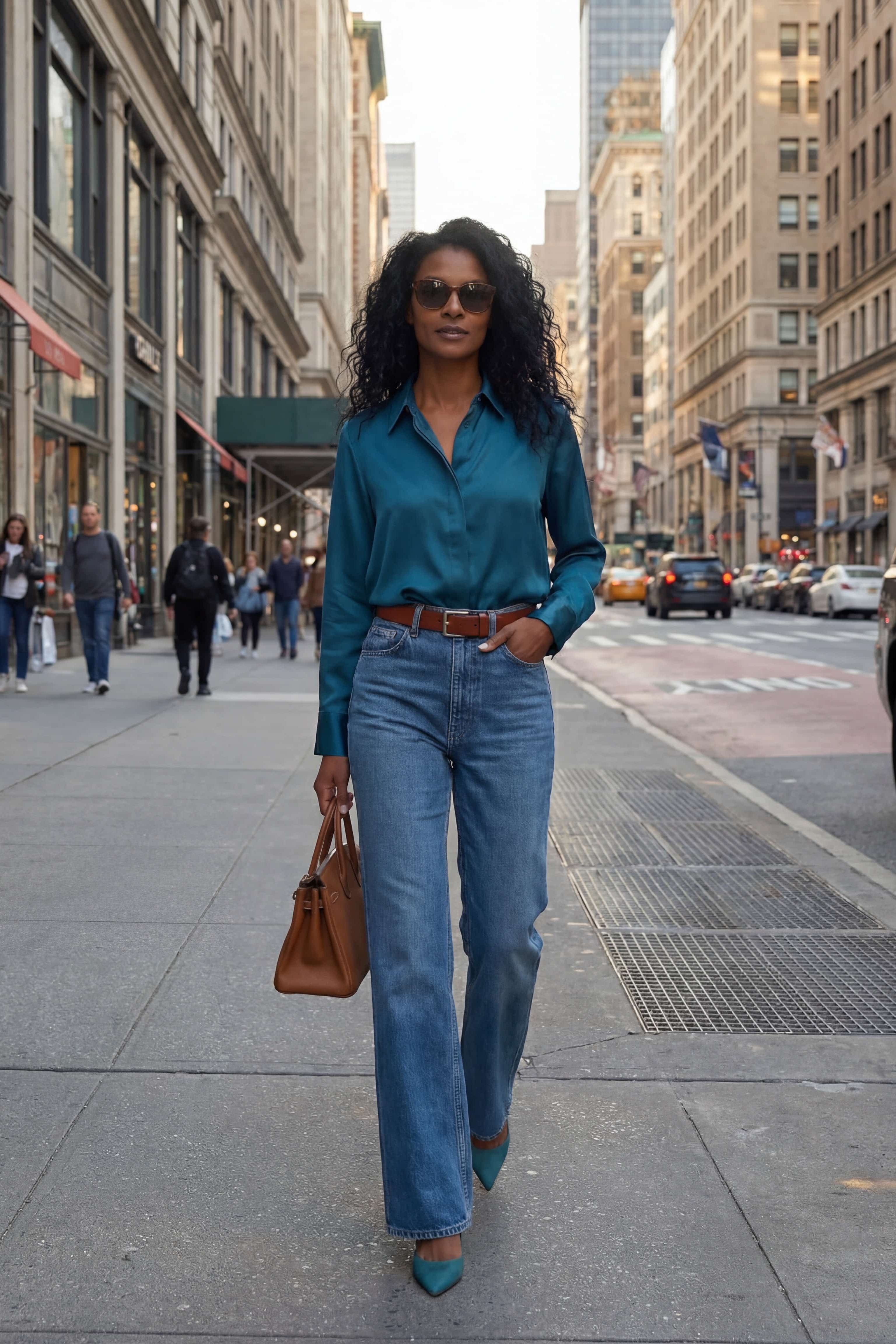 The Lady Silk Shirt Teal Eclipse