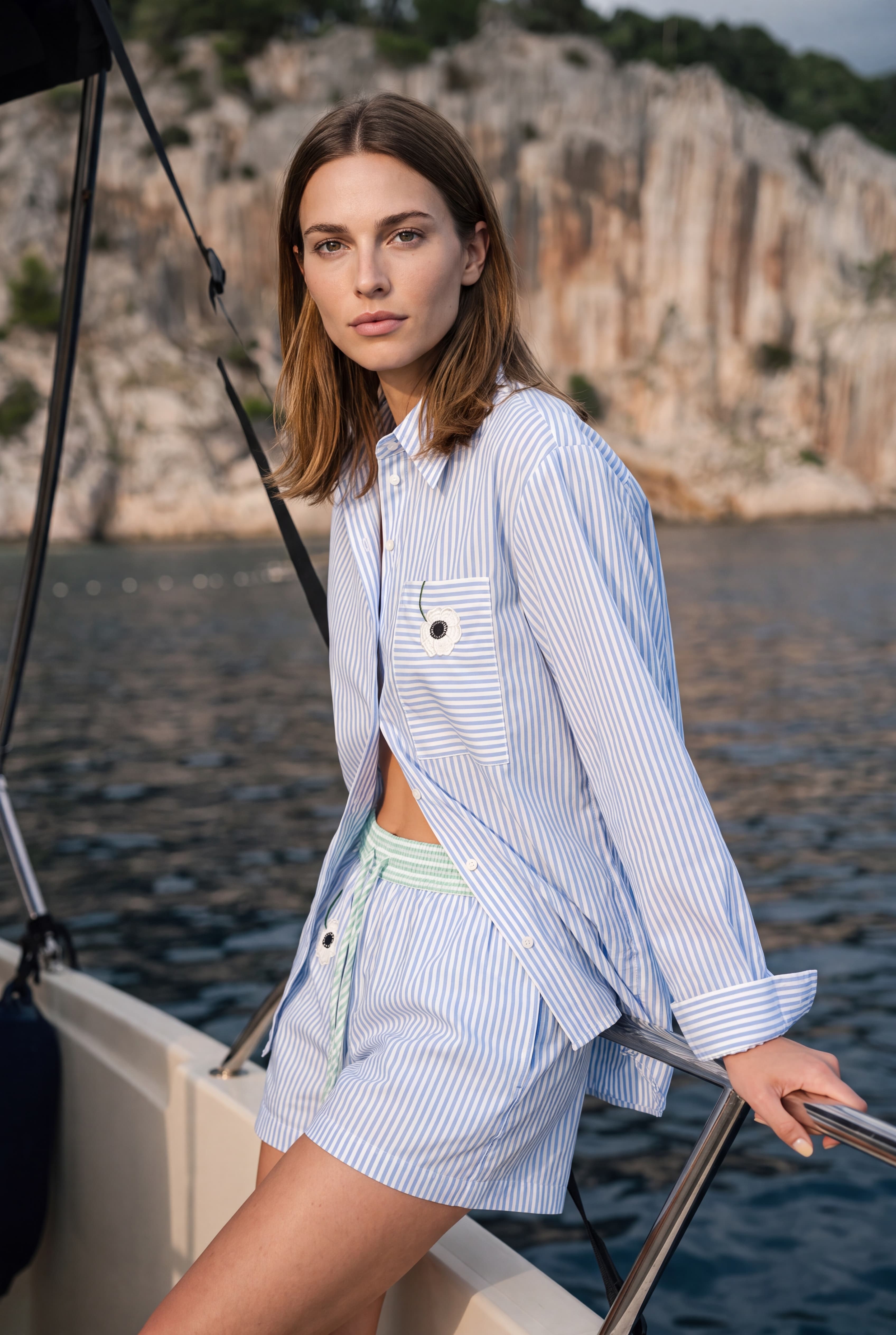 Striped Cotton Silk Shorts At Ease