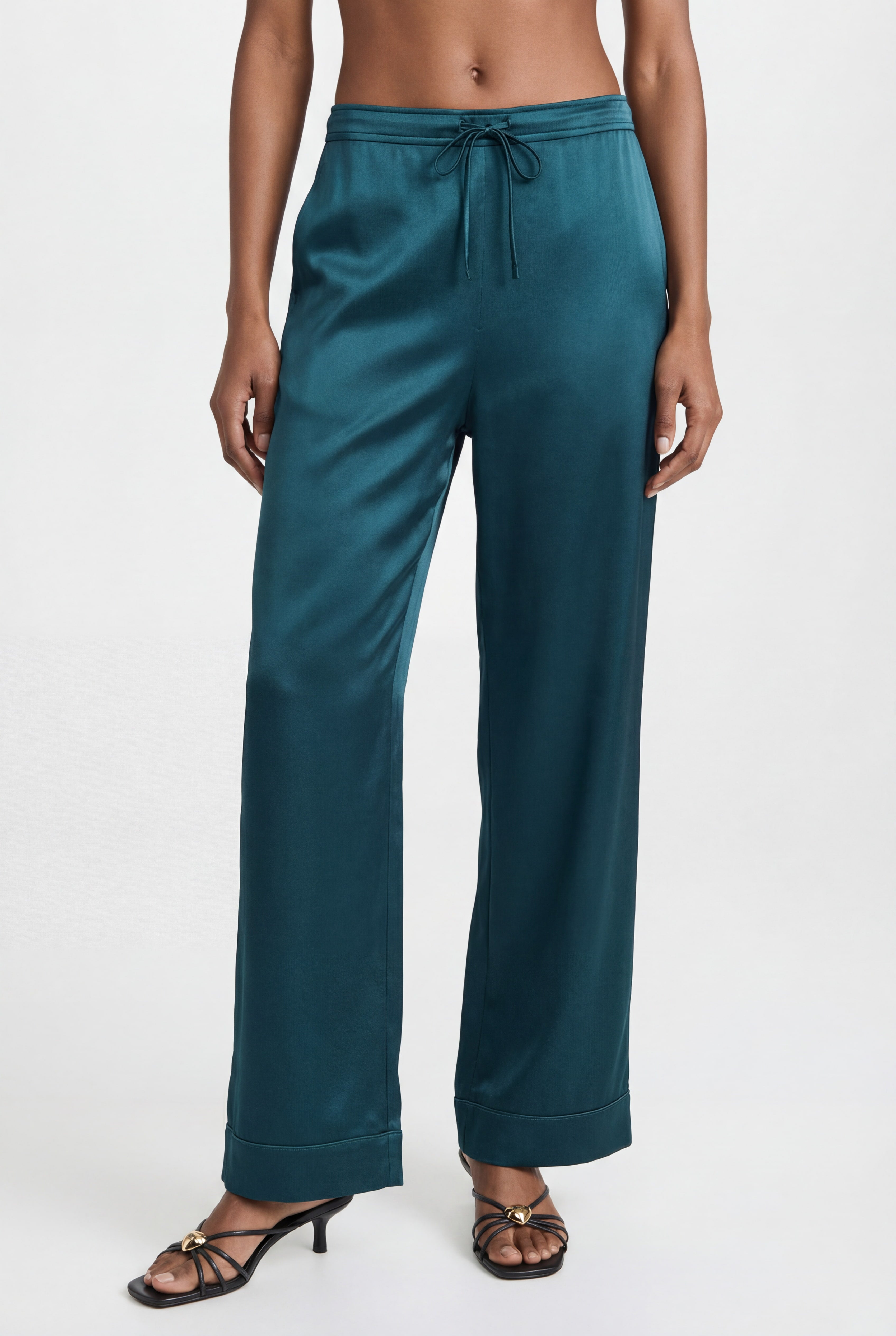 The Lady Silk Pants Teal Eclipse