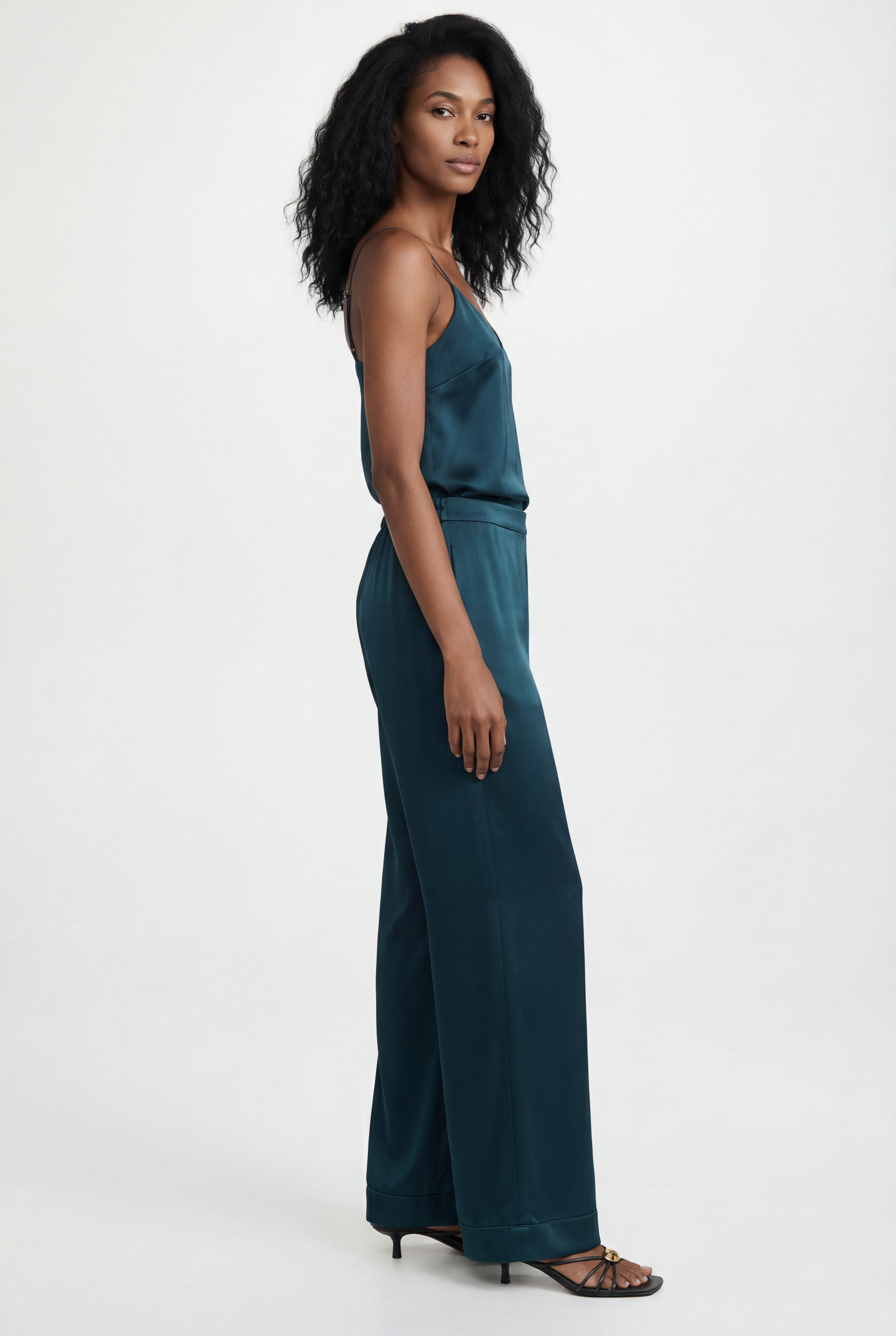 The Lady Silk Pants Teal Eclipse