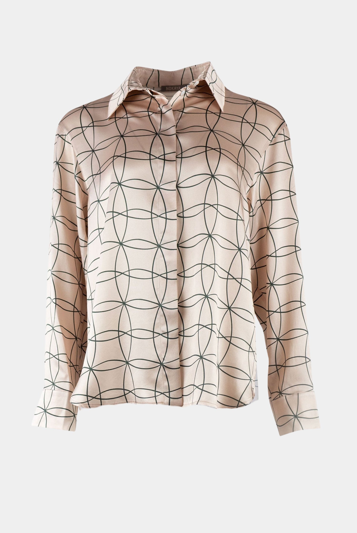 Silk shirt for women in pink geo print fro Neo Geo Collection by Nokaya