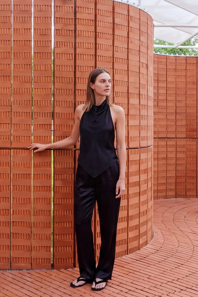 Black Silk Halter Top The Lady