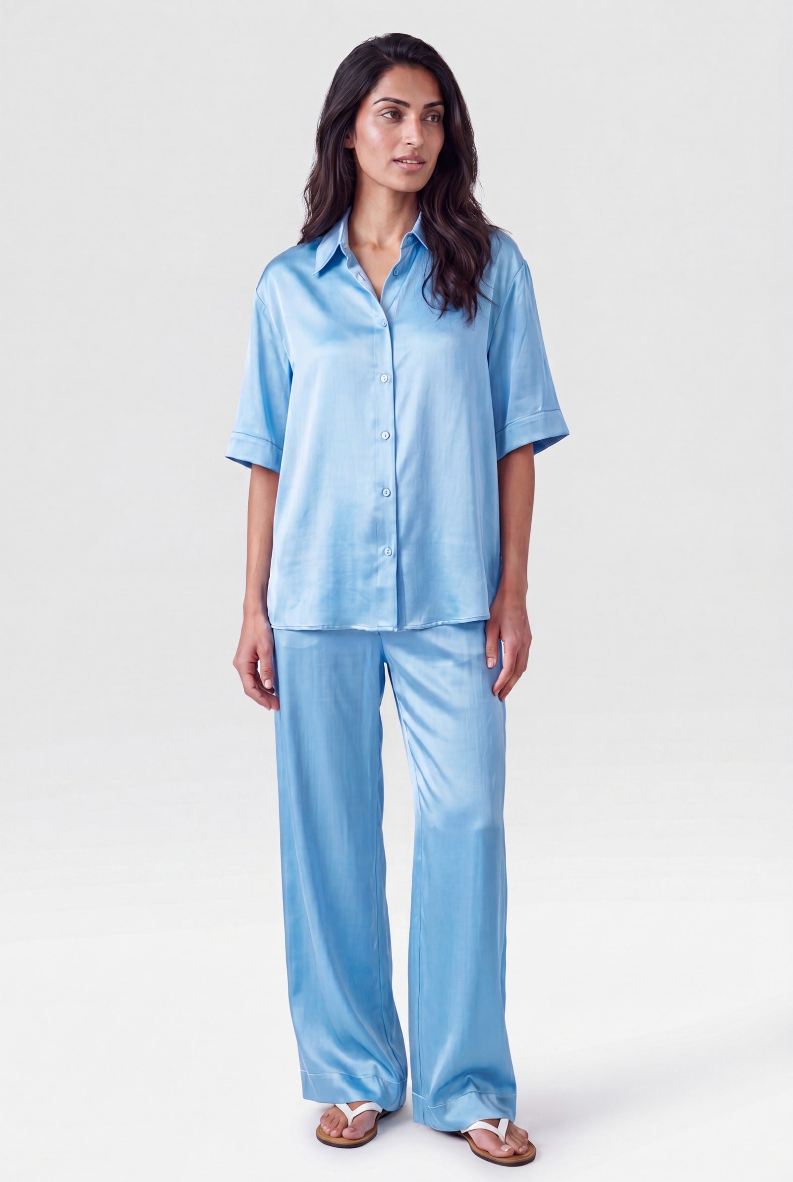 NOKAYA Blue Silk co-ord The Lady front