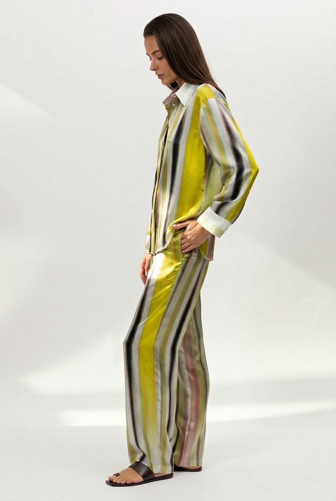 Silk pyjama set, Art Stripes, multicolour stripe, NOKAYA