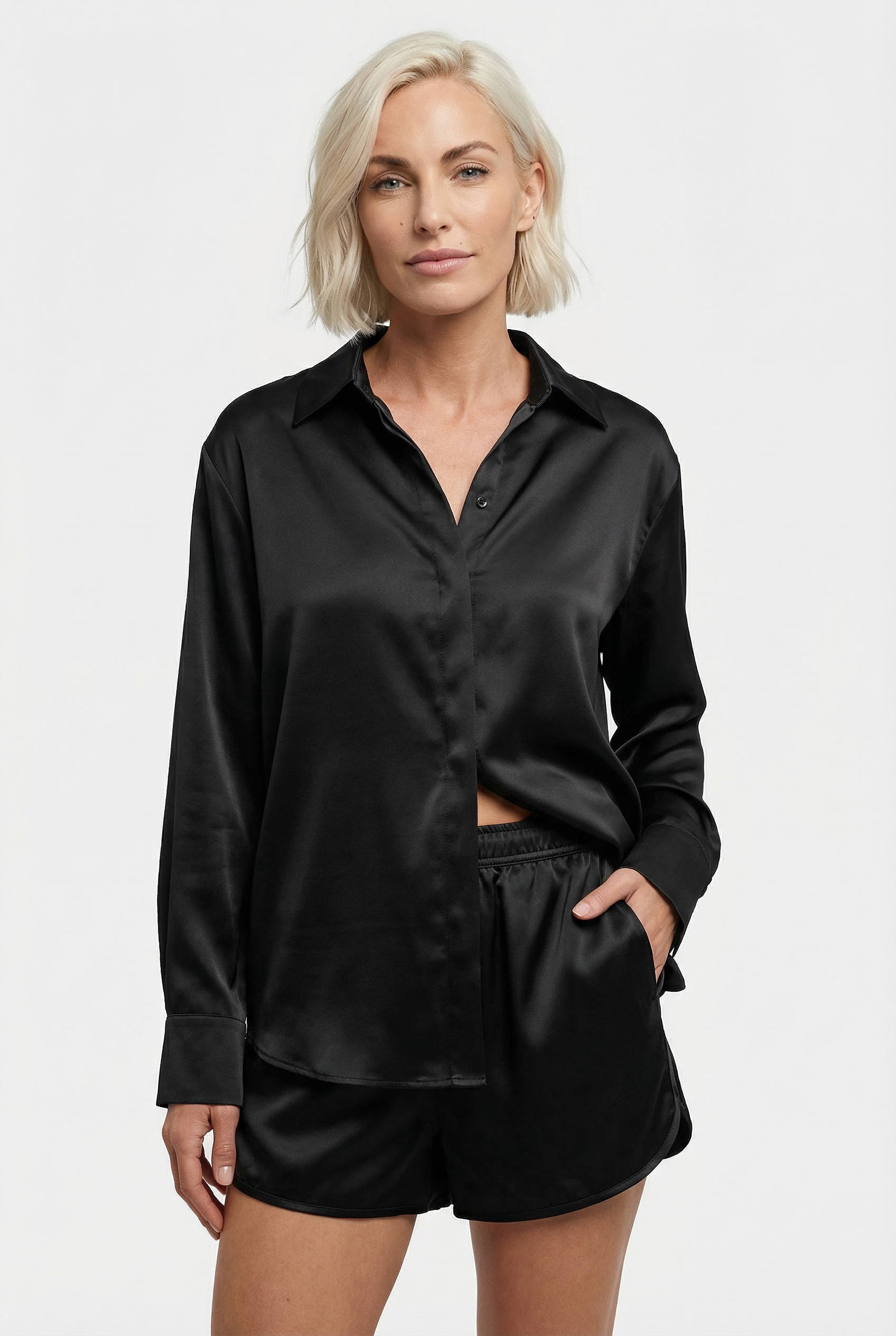 The Lady Silk Shorts Crystal Black