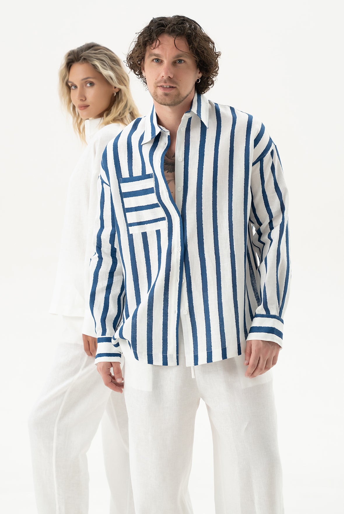 Linen Spirit Shirt Nautical Print