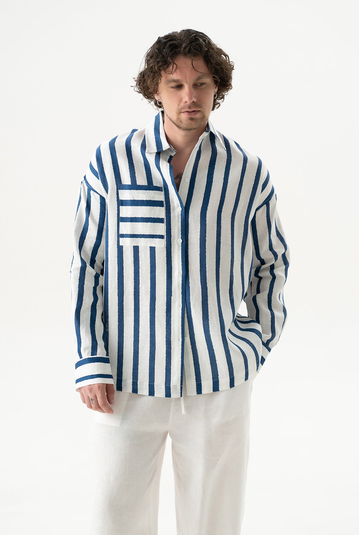 Linen Spirit Shirt Nautical Print