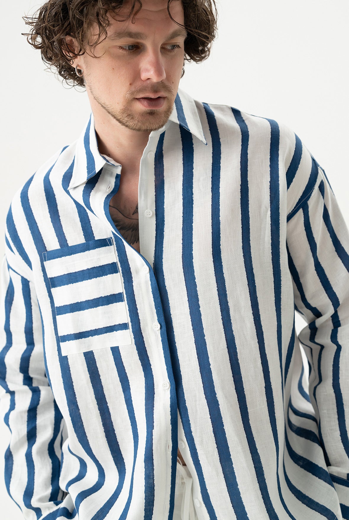 Linen Spirit Shirt Nautical Print