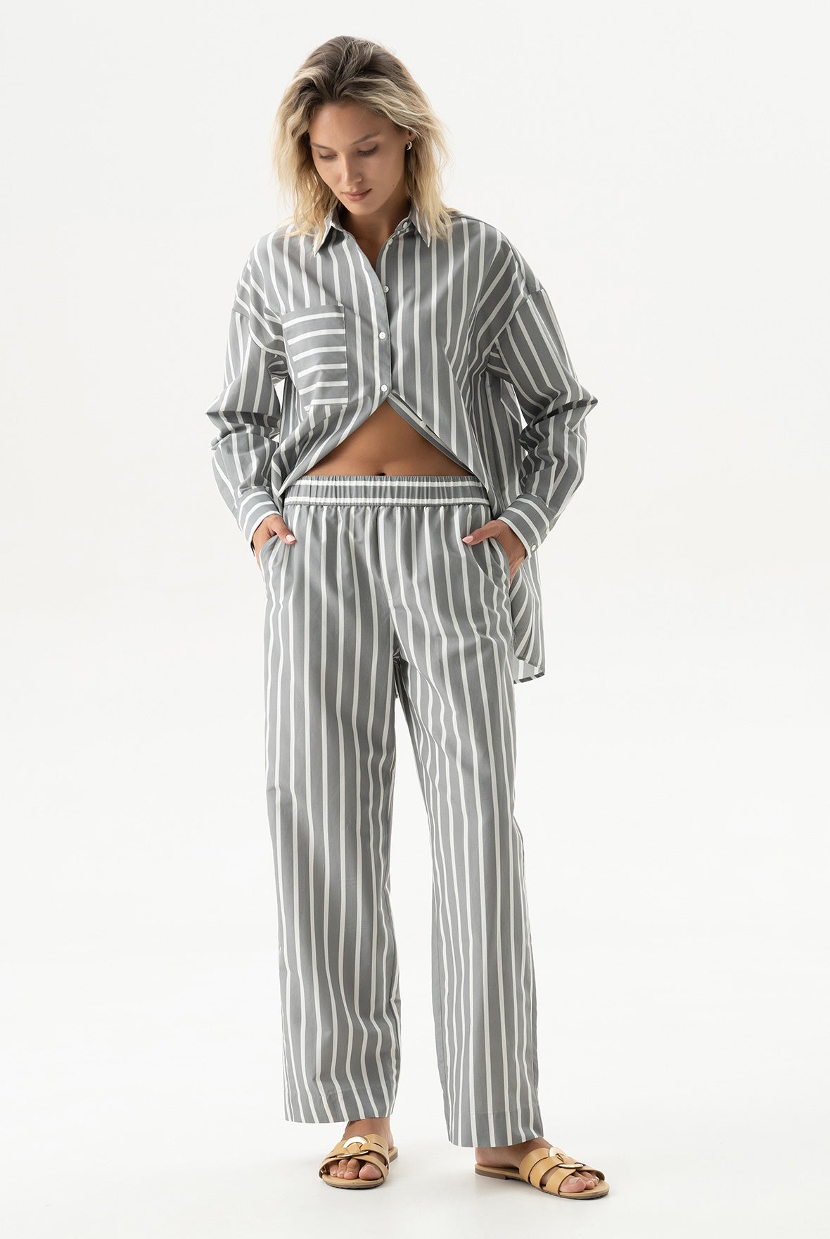 Silk Cotton Pants Quiet Gray