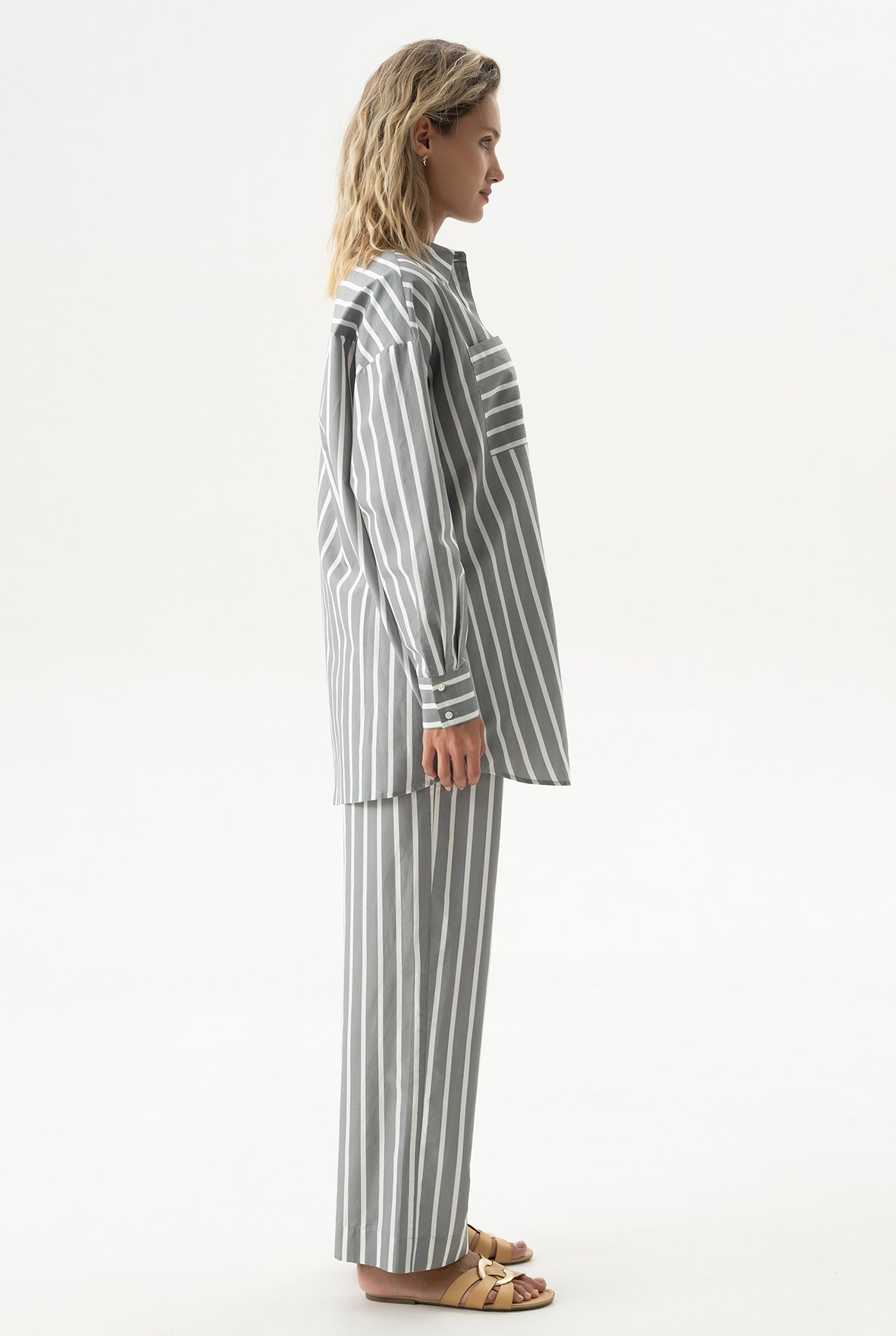 Silk Cotton Pants Quiet Gray