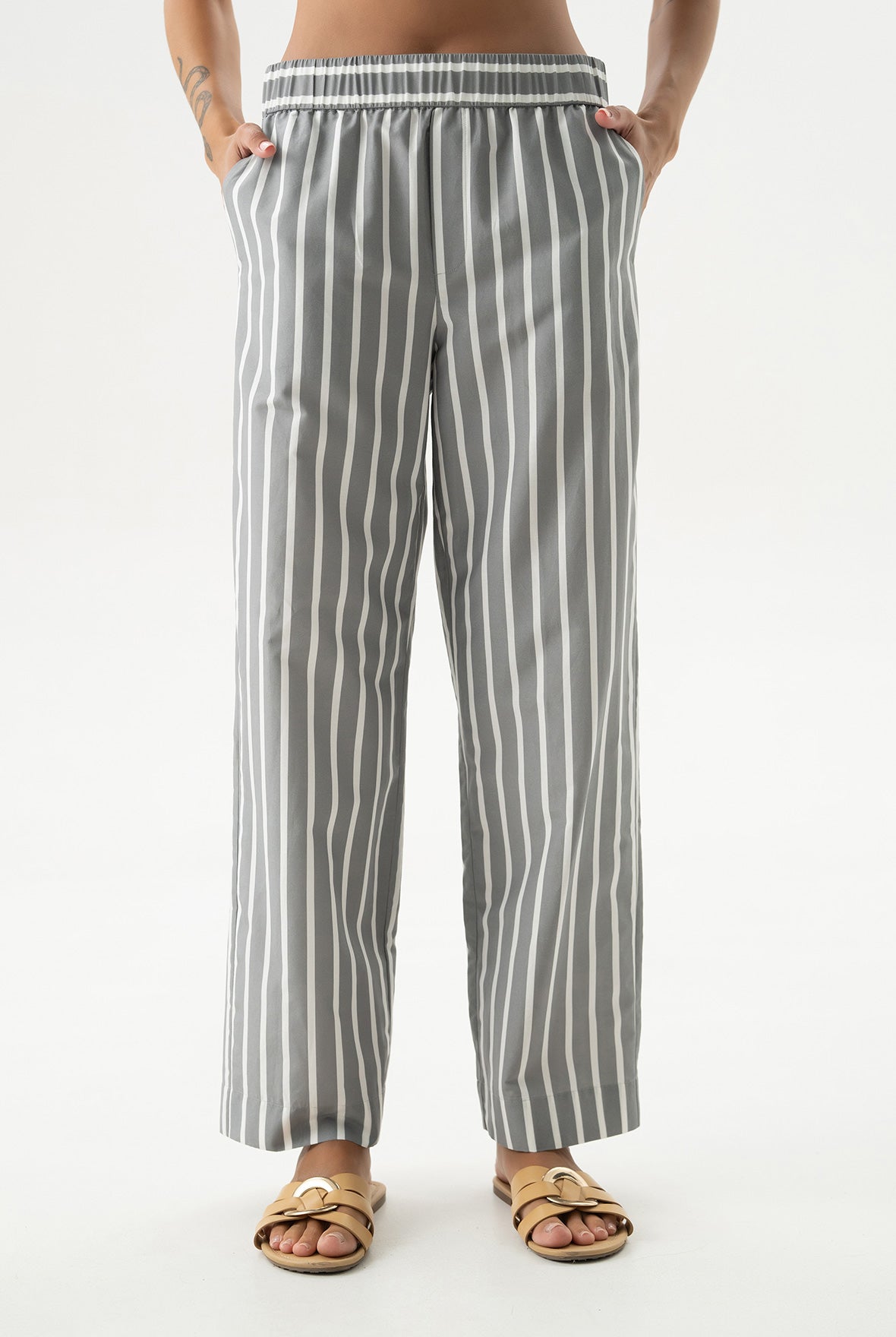 Silk Cotton Pants Quiet Gray