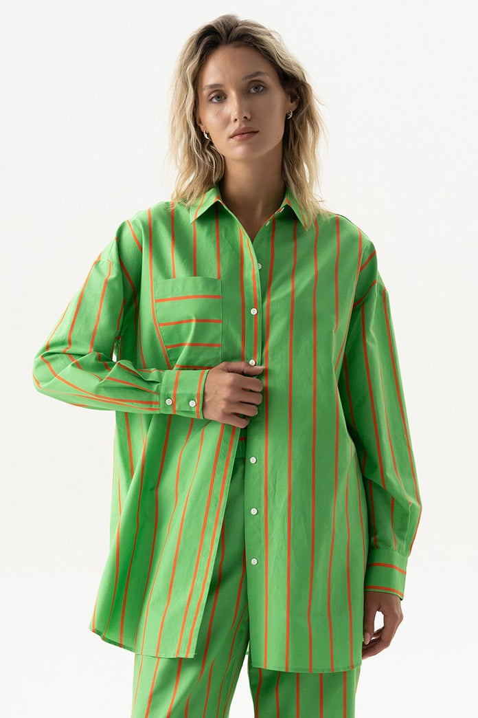 Silk Cotton Shirt Retro Green