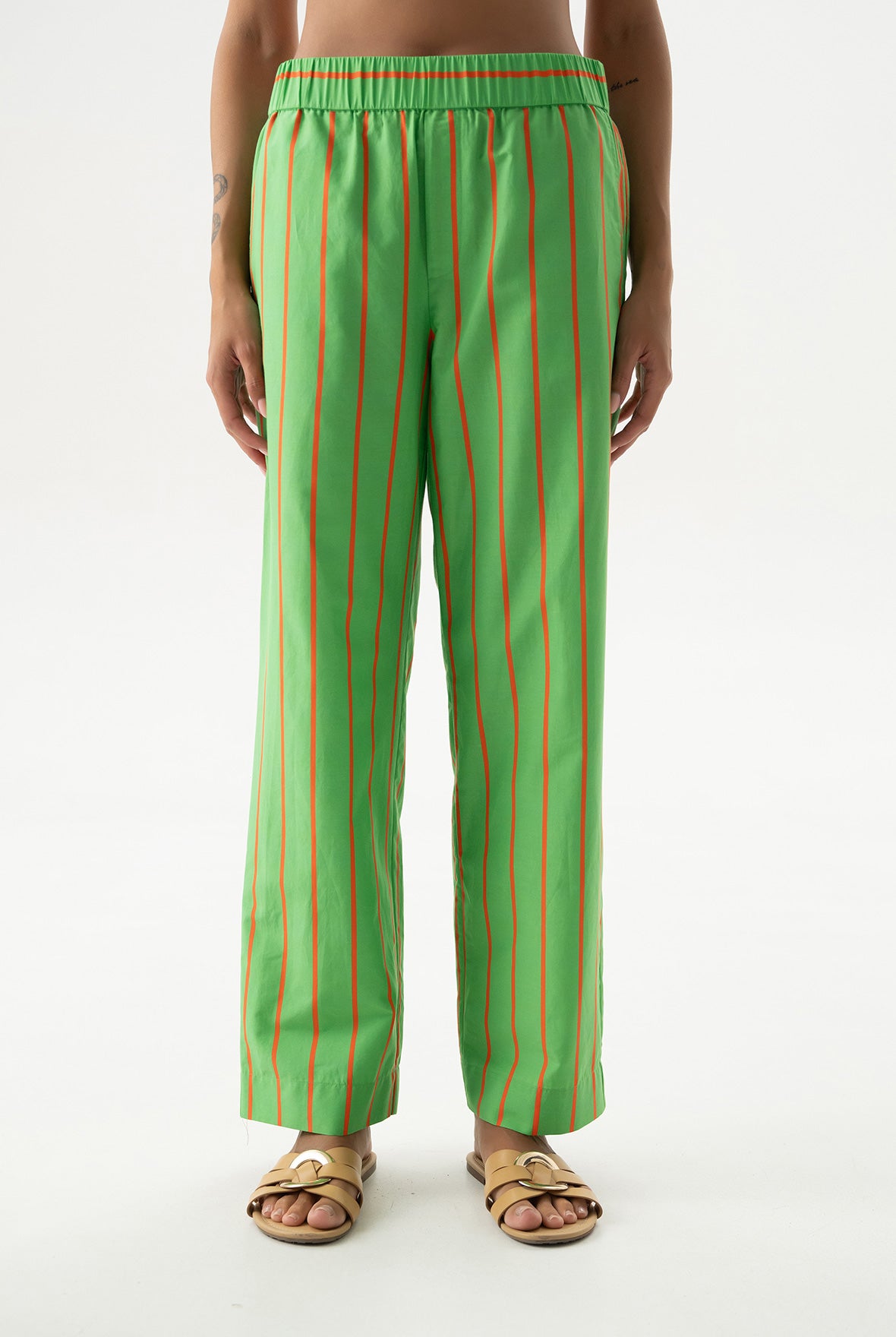 Silk Cotton Pants Retro Green