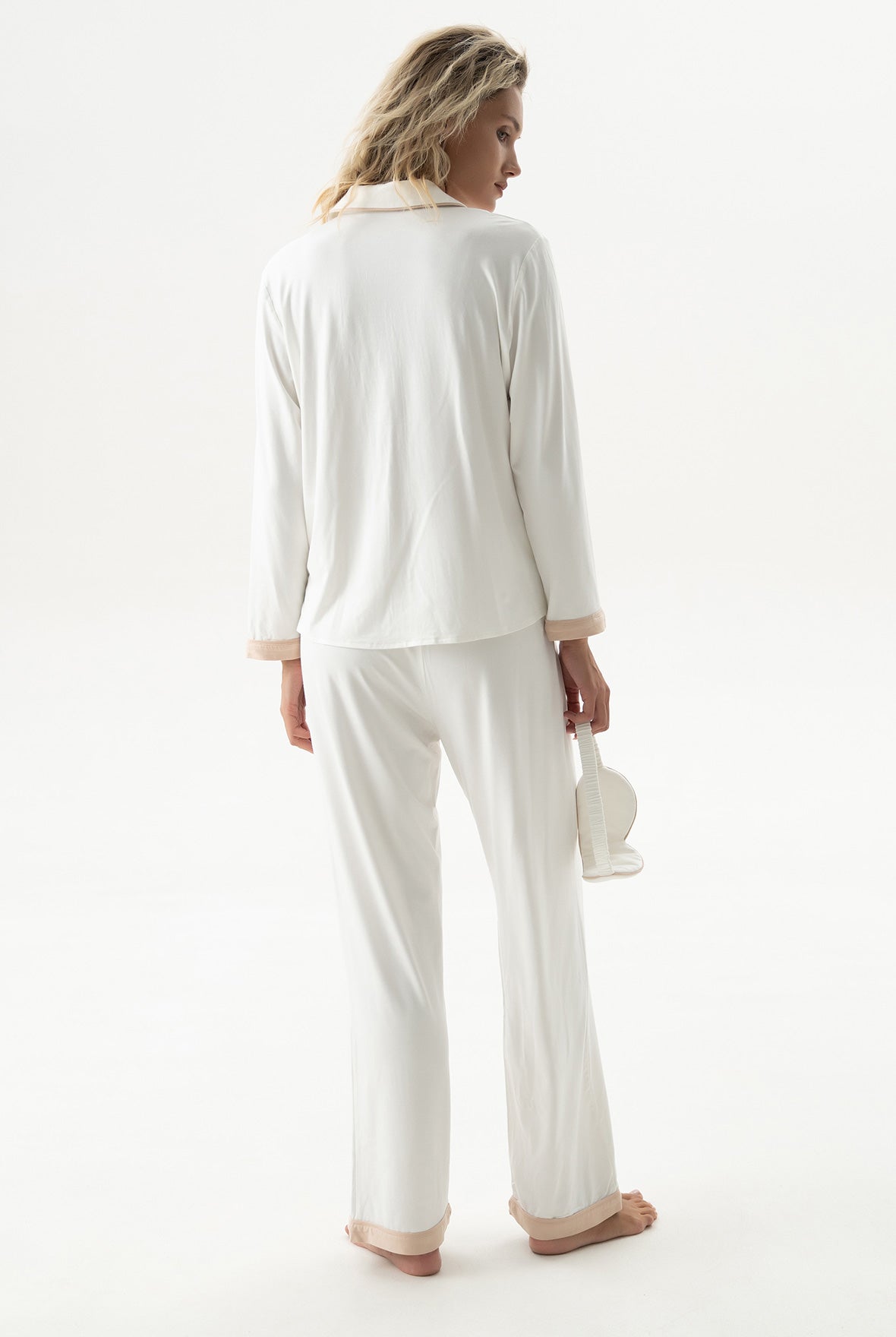 Bamboo Long Pyjama Set in Unbleached Cotton