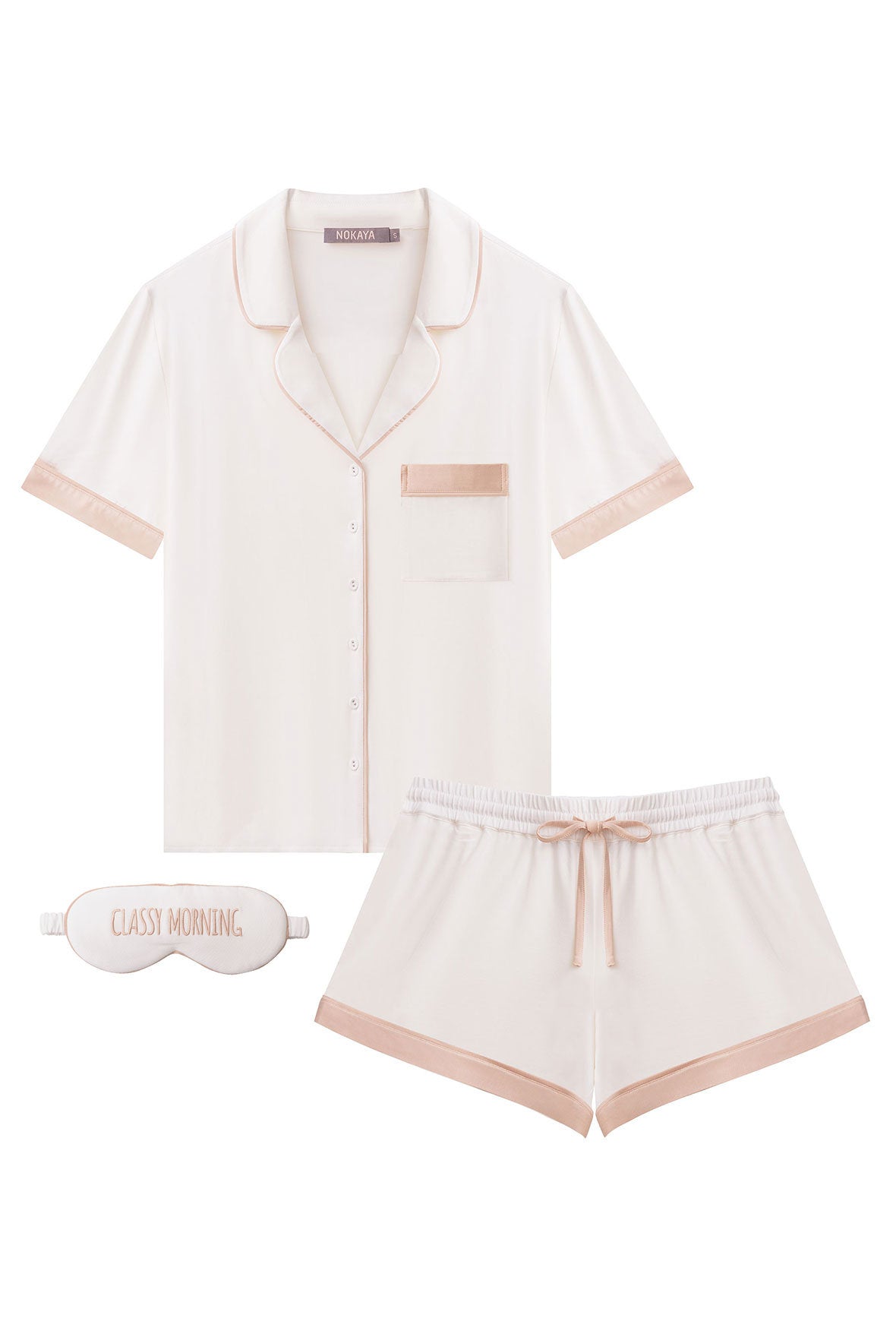 Bamboo Short Pyjama Set in Unbleached Cotton