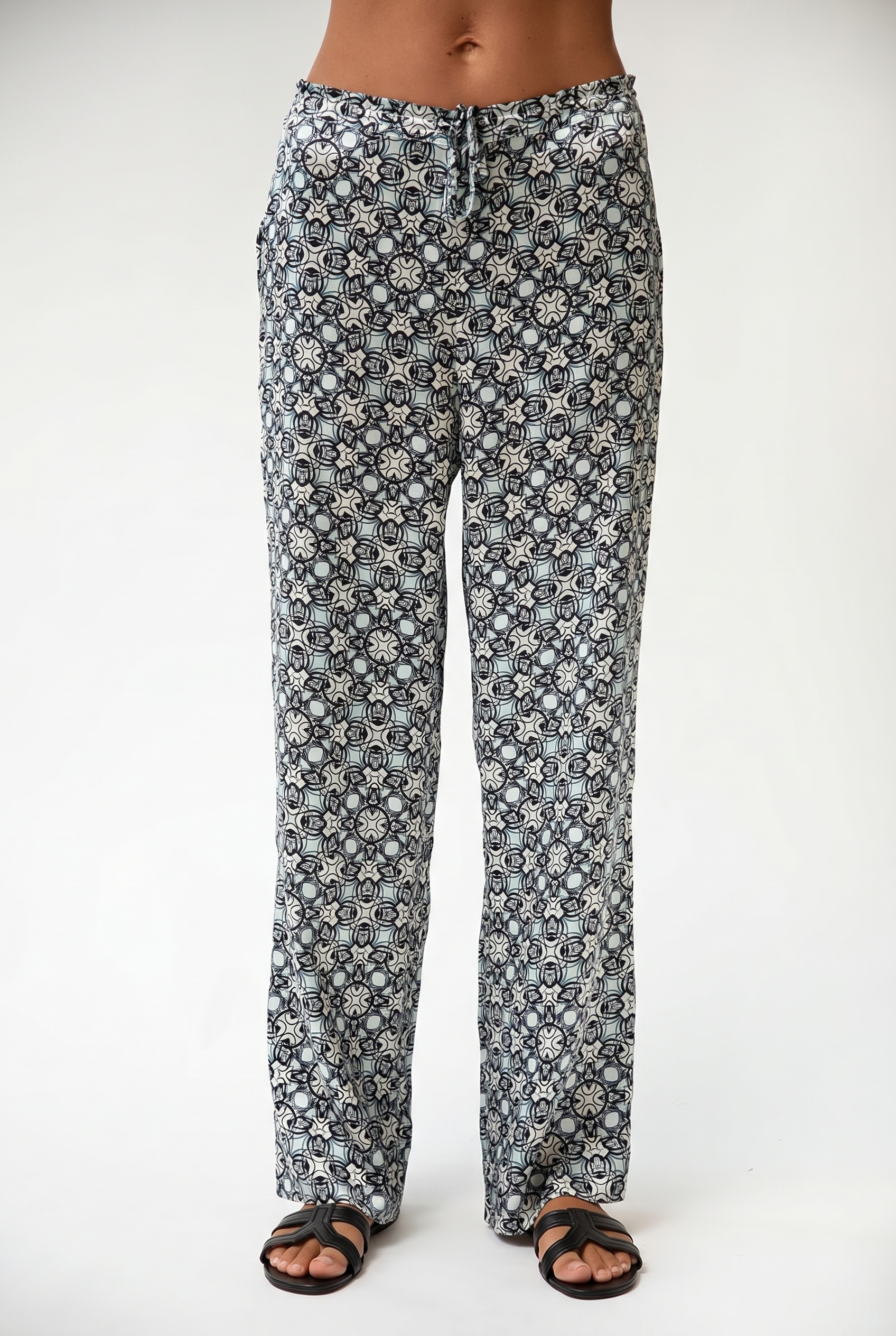 Black Crystal Neo Geo Silk Trousers