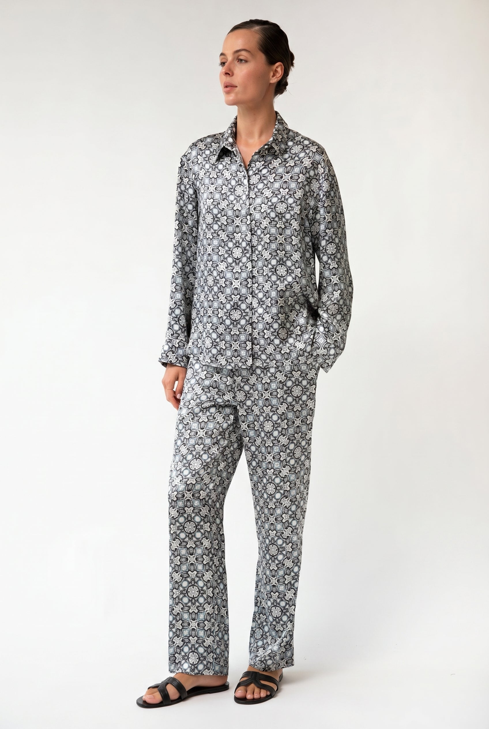 Black Crystal Neo Geo Silk Shirt