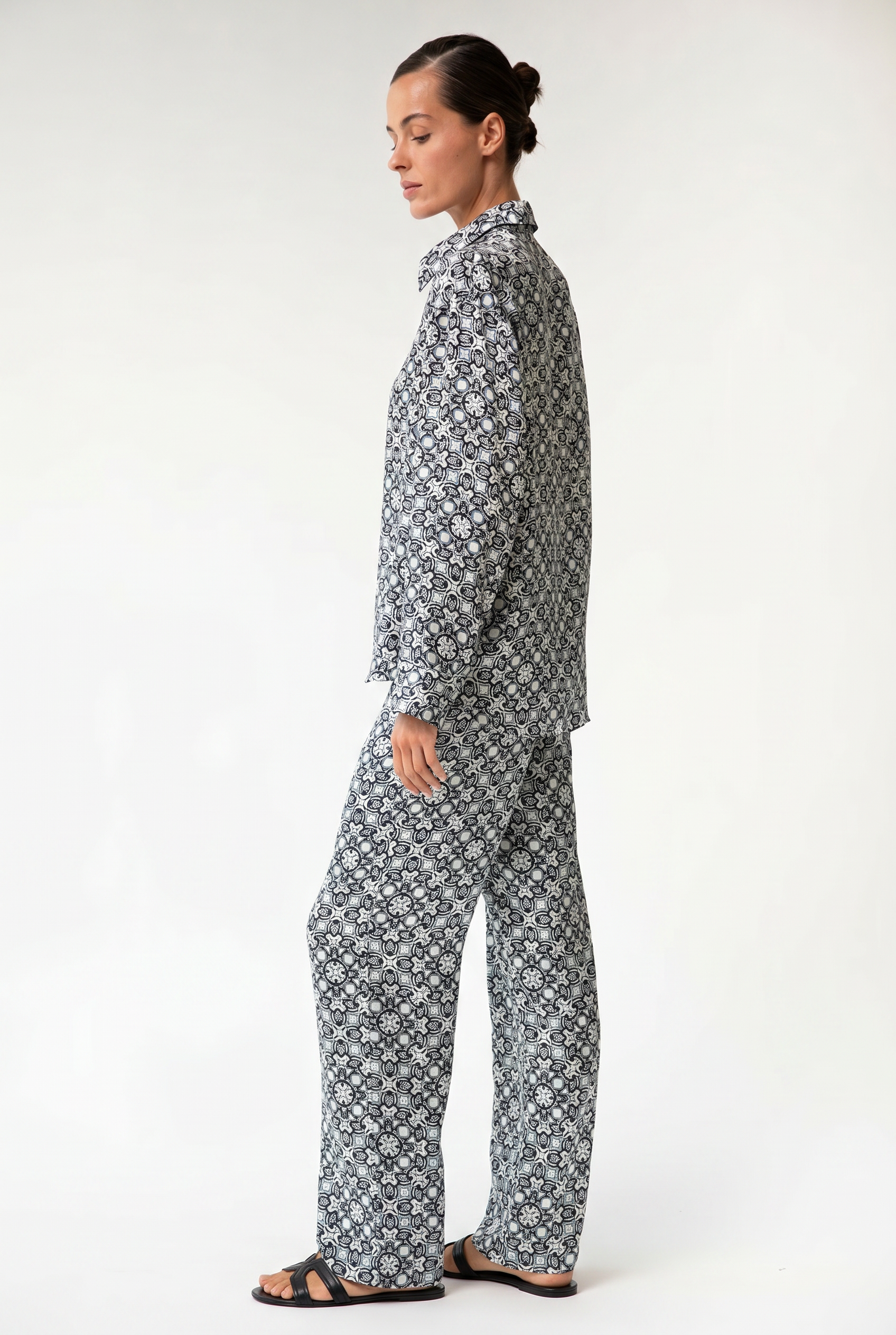 Black Crystal Neo Geo Silk Shirt