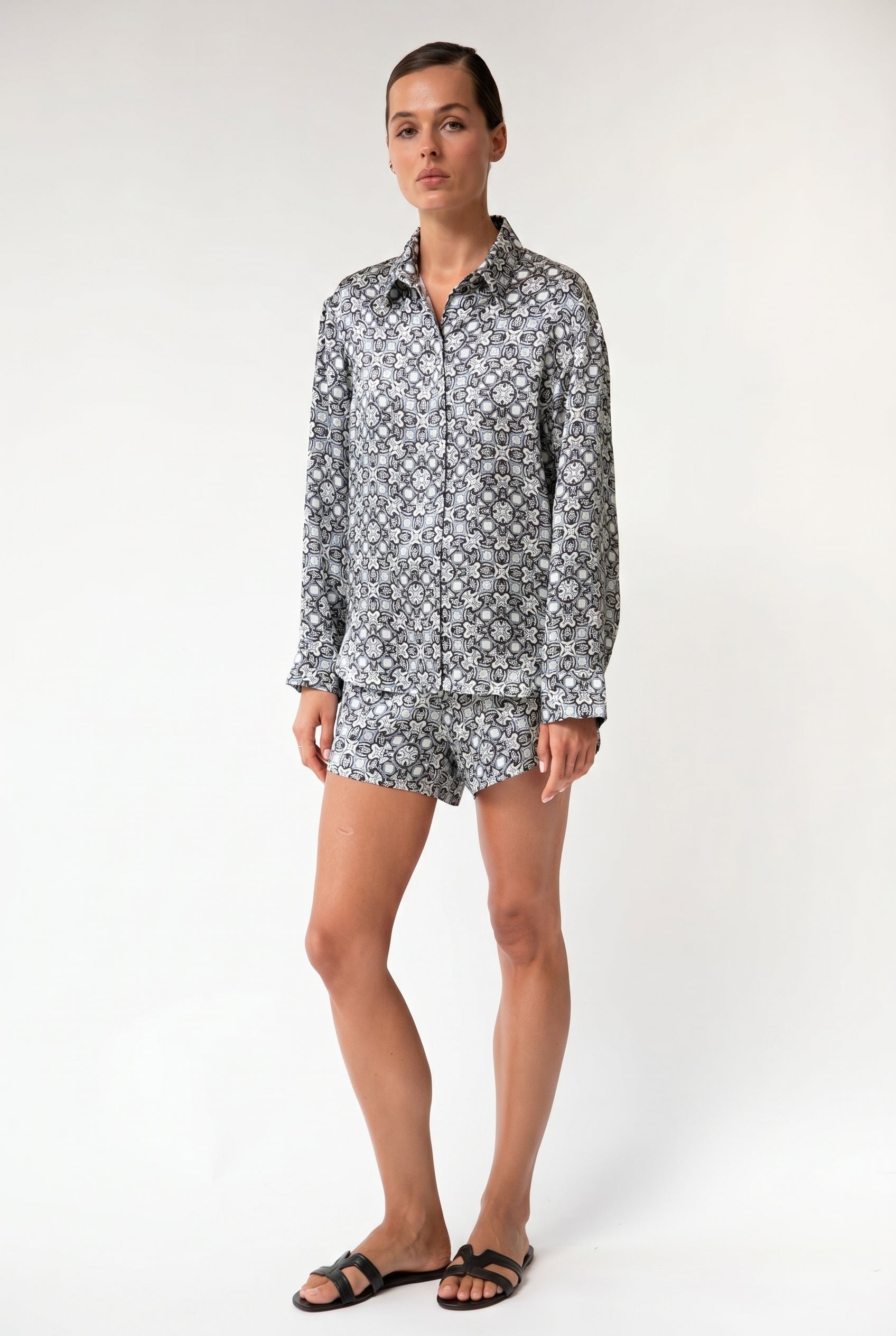 Black Crystal Neo Geo Silk Shorts