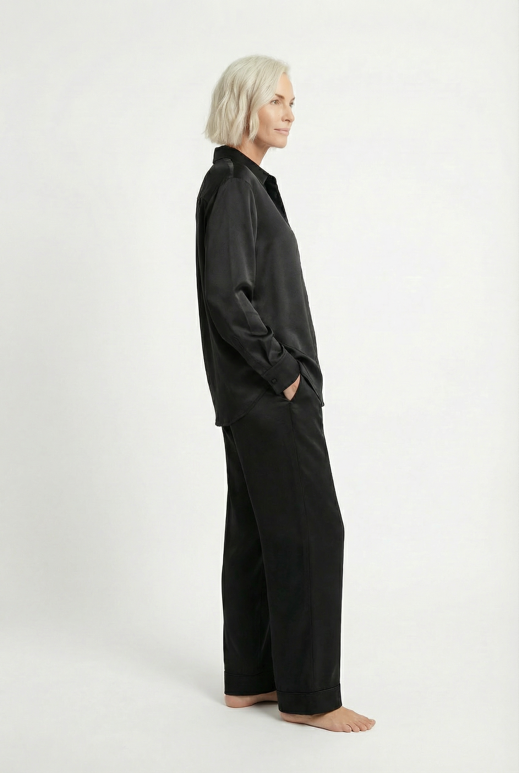 SILK PYJAMAS THE LADY CRYSTAL BLACK