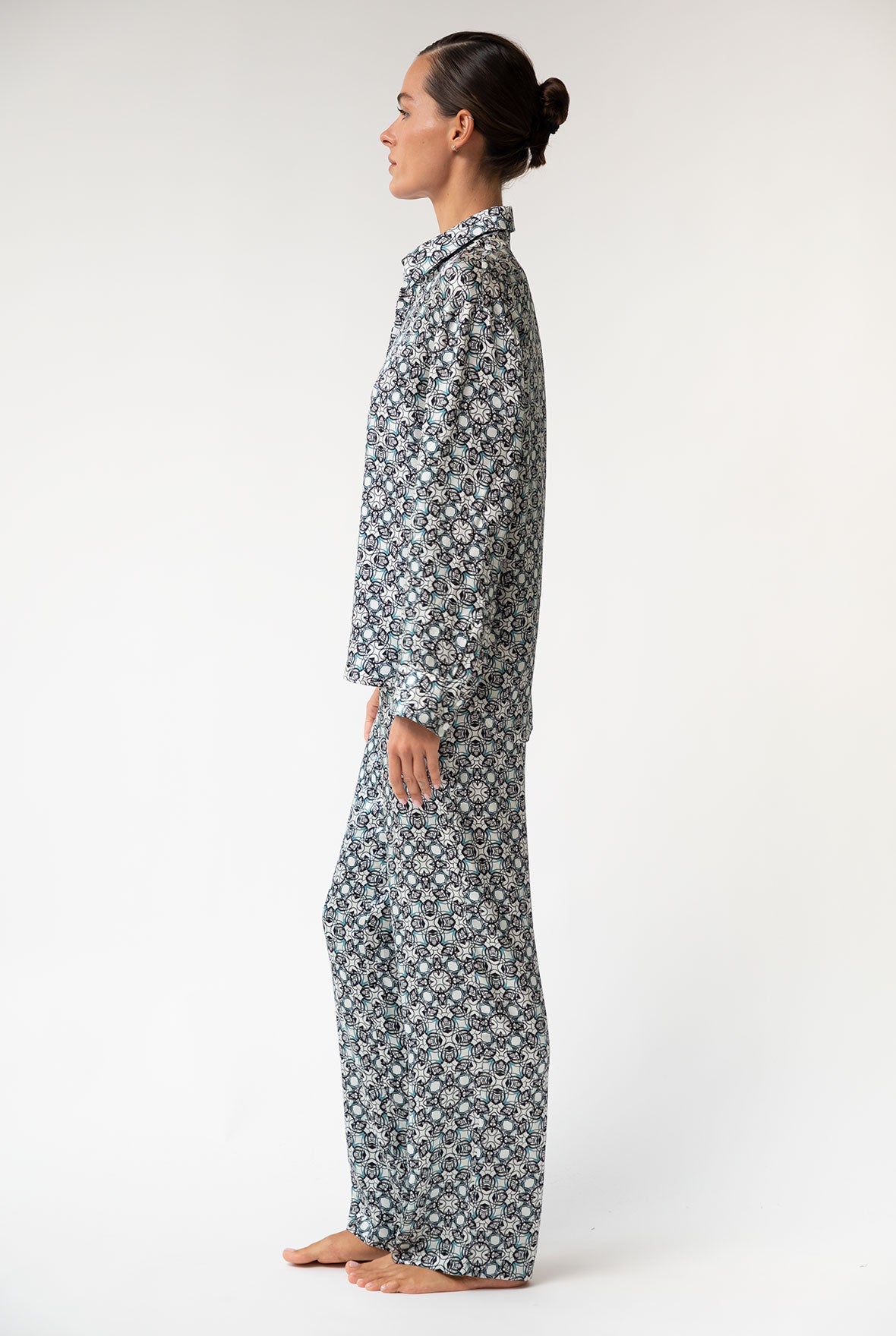 Black Crystal Neo Geo Silk Trousers