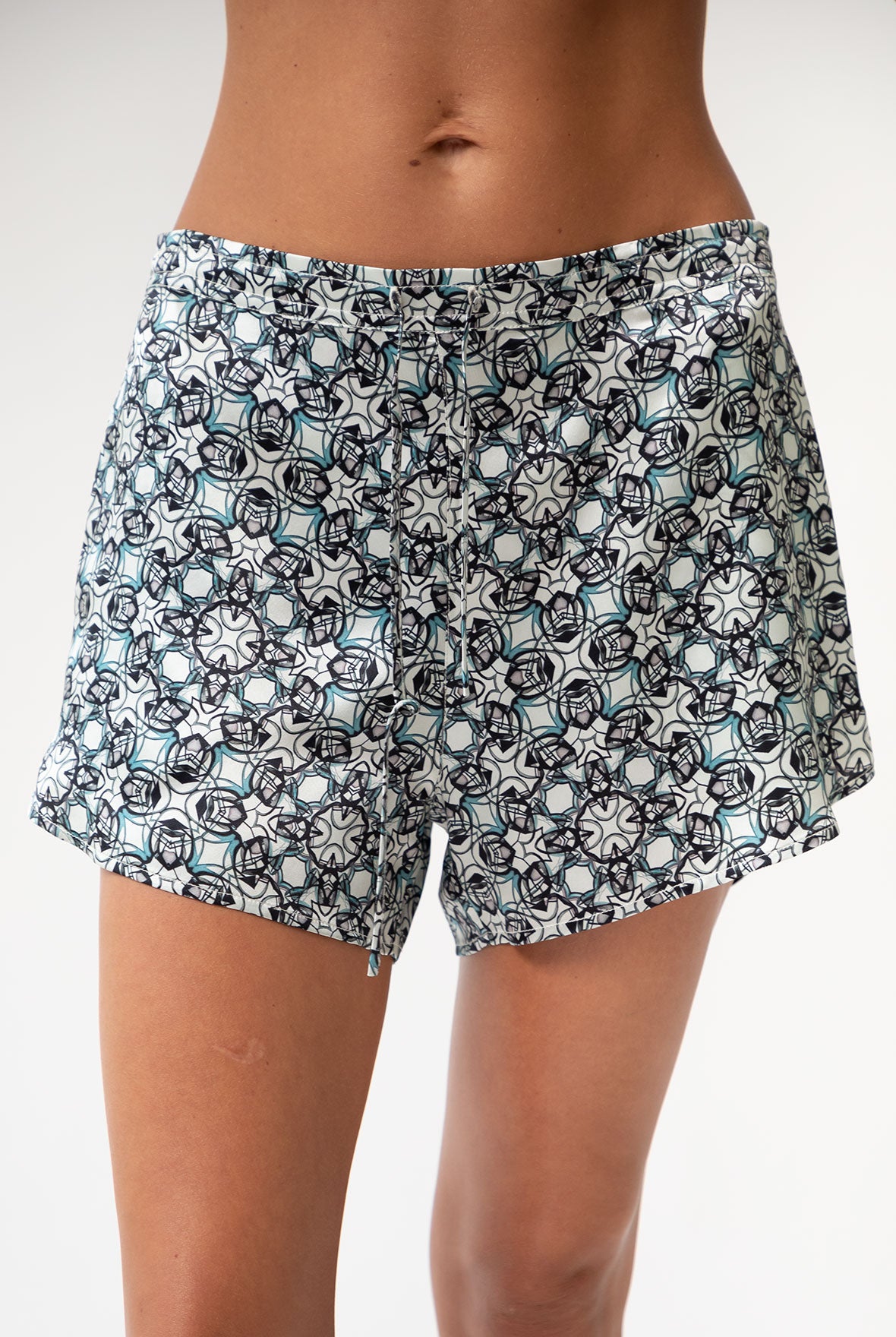 Black Crystal Neo Geo Silk Shorts