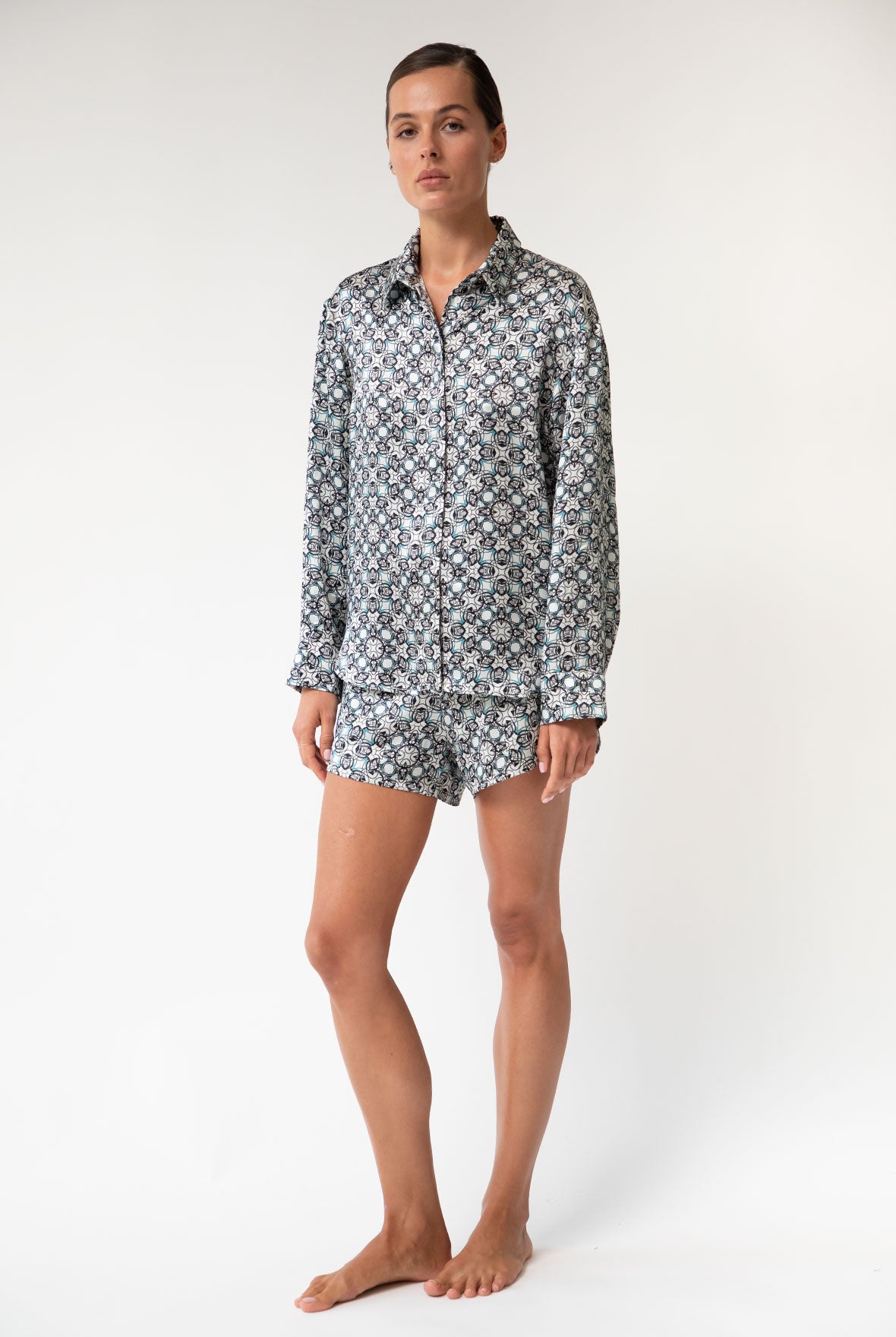 Black Crystal Neo Geo Silk Shorts